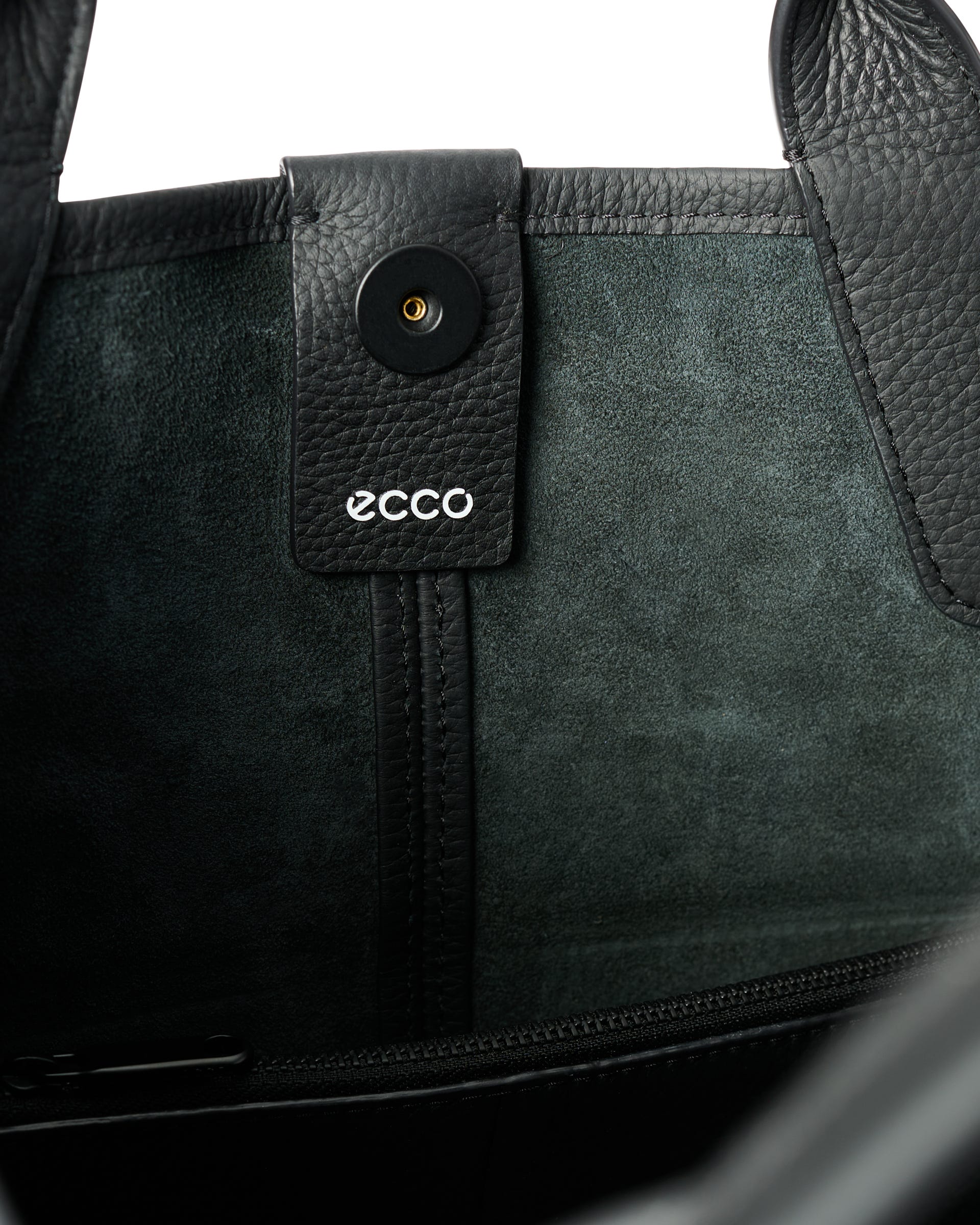 ECCO Tote Soft North South Pebbled レザートートバッグ - ブラック - Inside