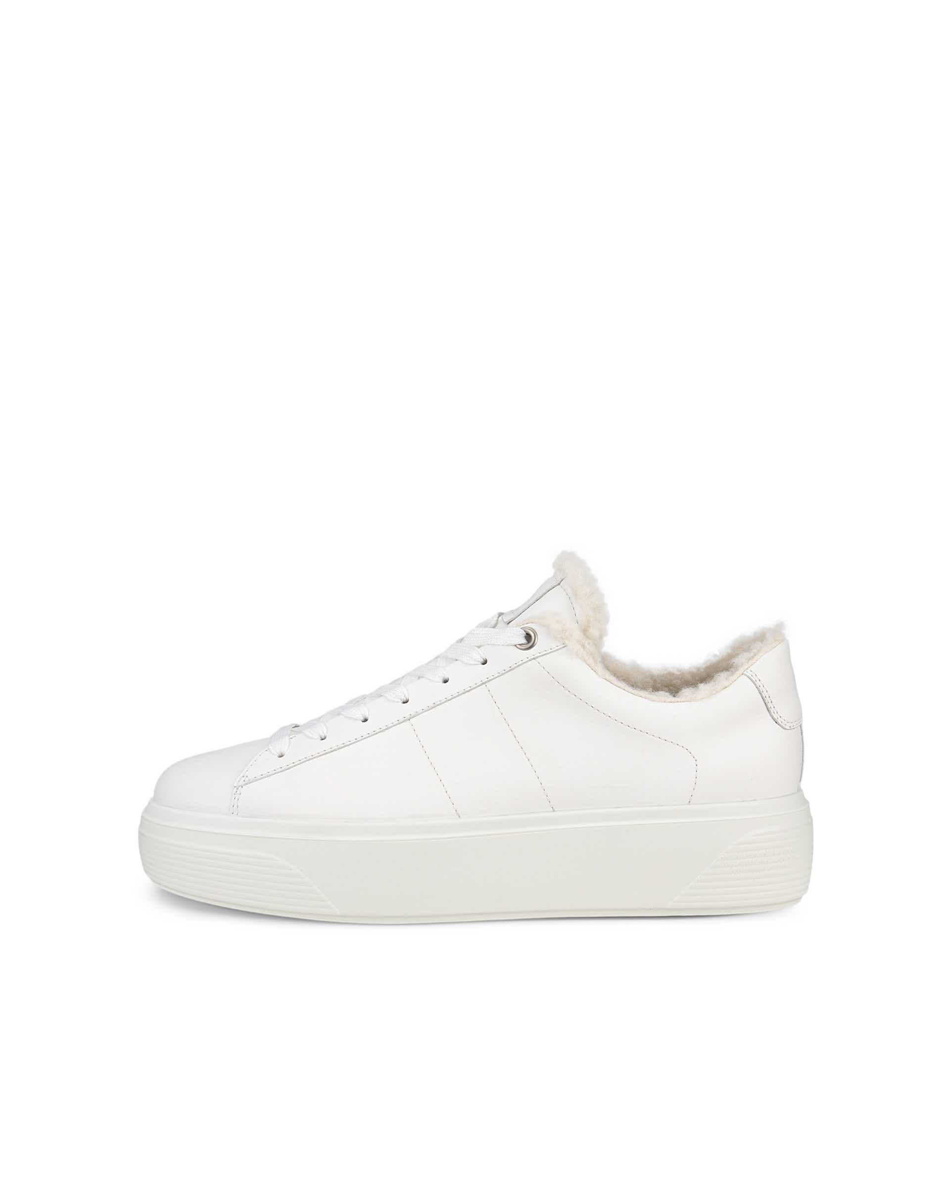 Women's ECCO® Street Platform Leather Sneaker - White - Outside