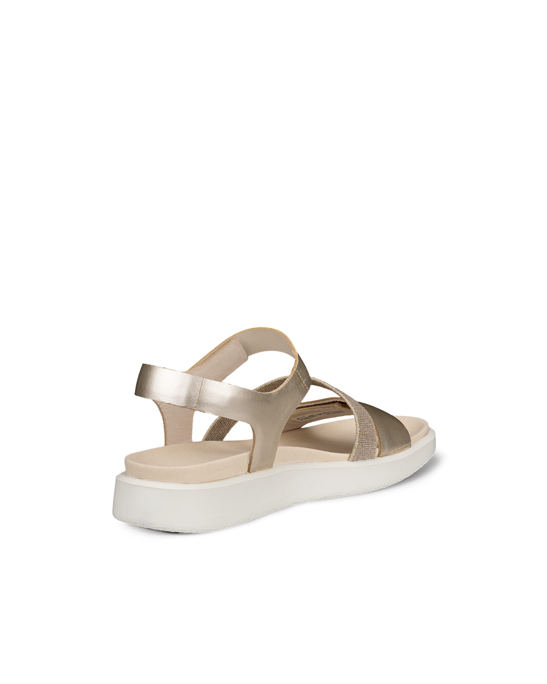 Women's ECCO® Flowt Leather Flat Sandal - Metallics - Back