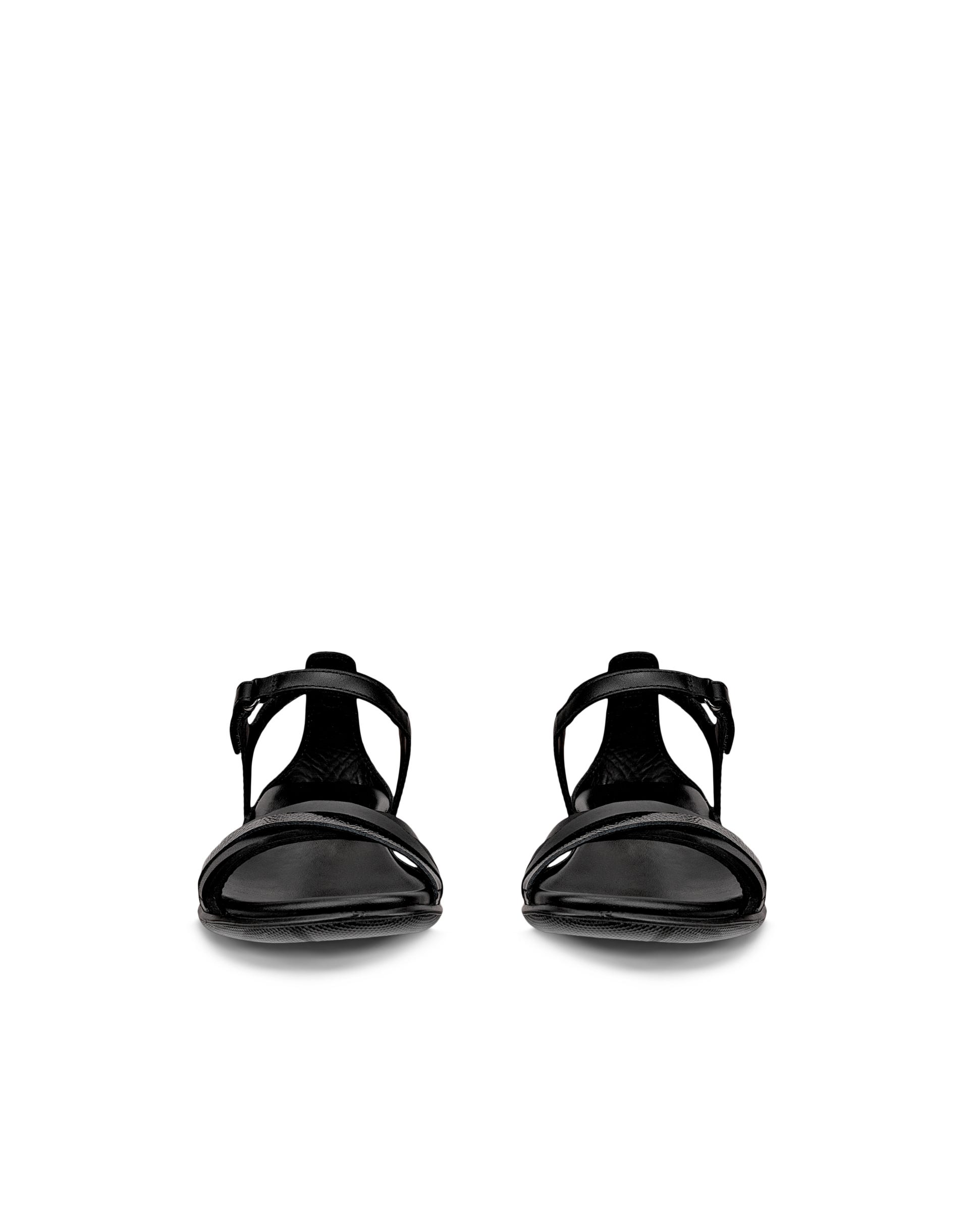 Women's ECCO® Flash Leather Flat Sandal - Black - Front pair
