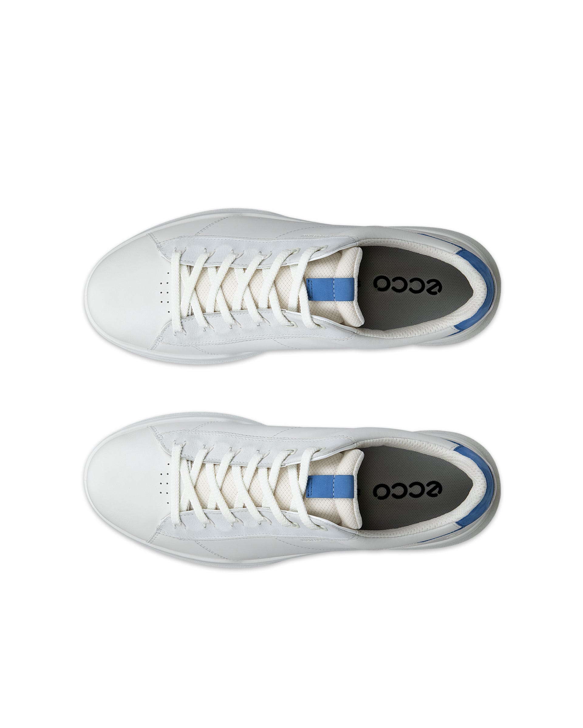 Men's ECCO® Golf Street Vibe Leather Waterproof Golf Shoe - White - Top left pair