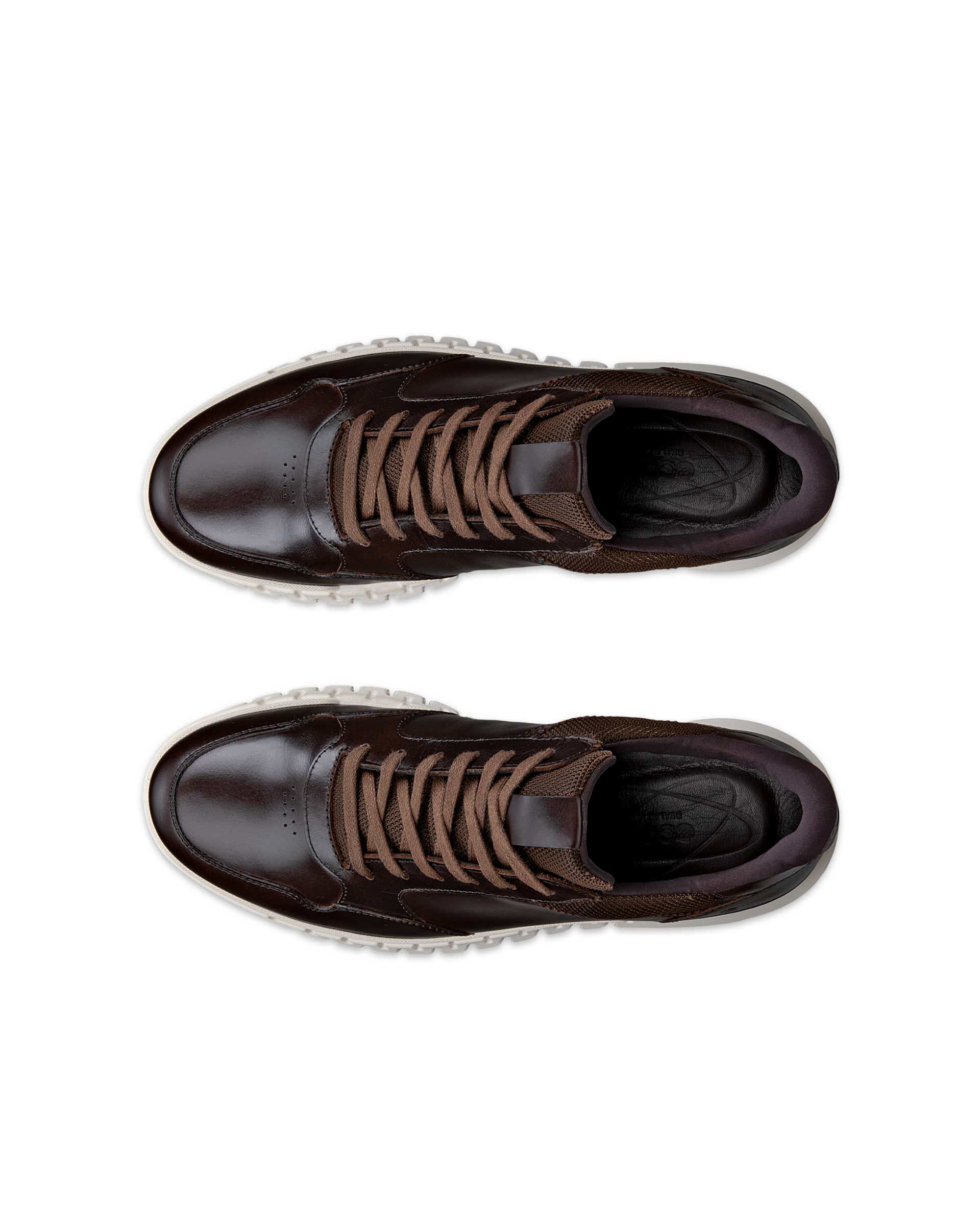 Men's ECCO® Gruuv Studio Leather Hybrid Wingtip Derby Sneaker - Brown - Top left pair