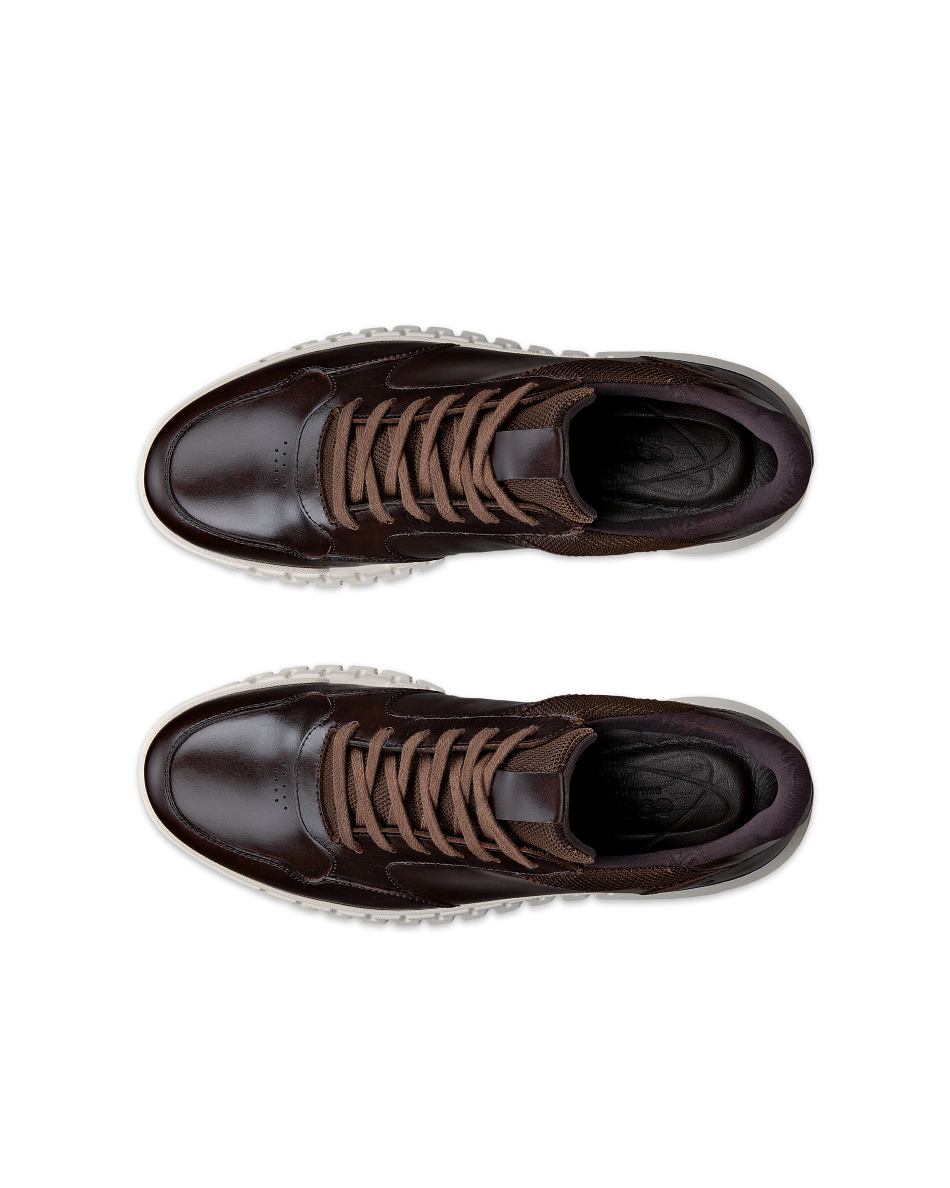 Men's ECCO® Gruuv Studio Leather Hybrid Wingtip Derby Sneaker - Brown - Top left pair