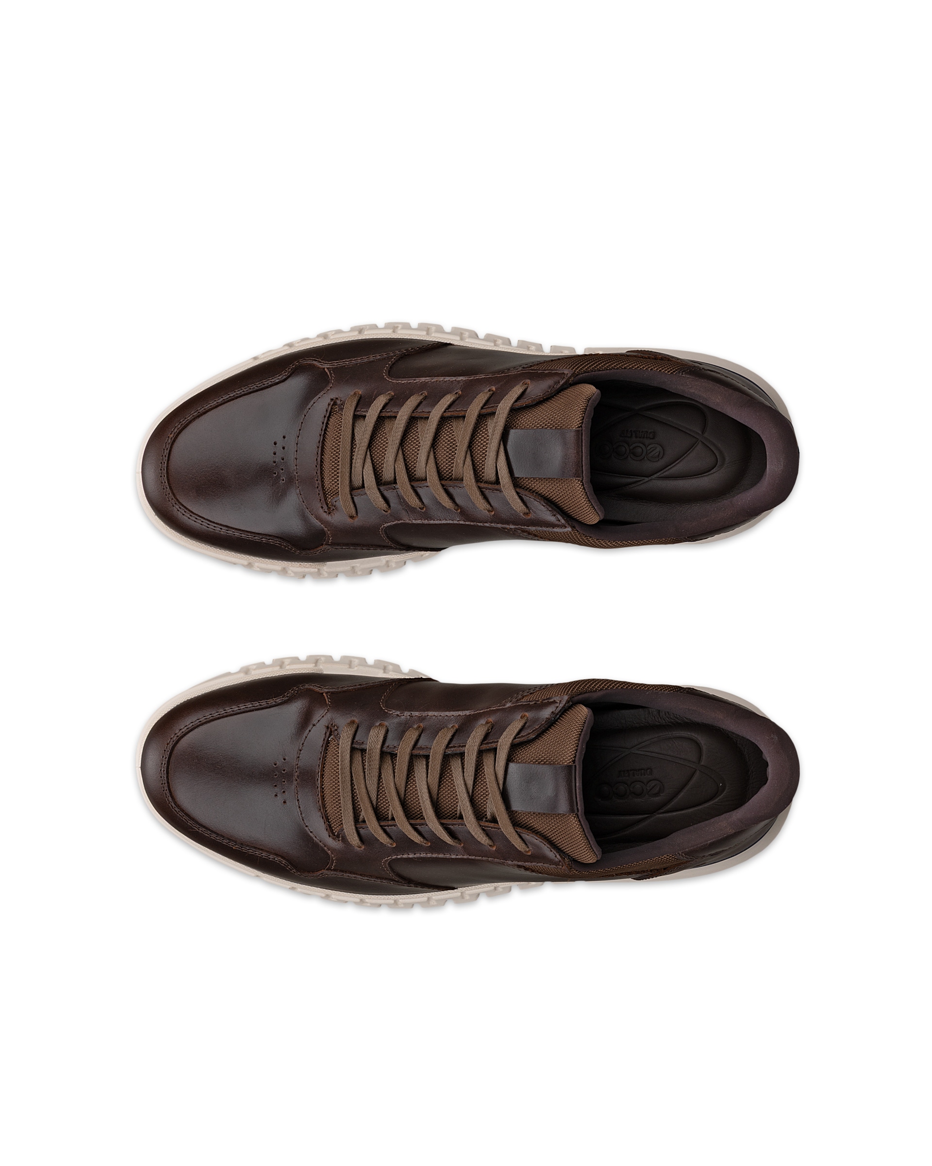 Men's ECCO® Gruuv Studio Leather Hybrid Wingtip Derby Sneaker - Brown - Top left pair