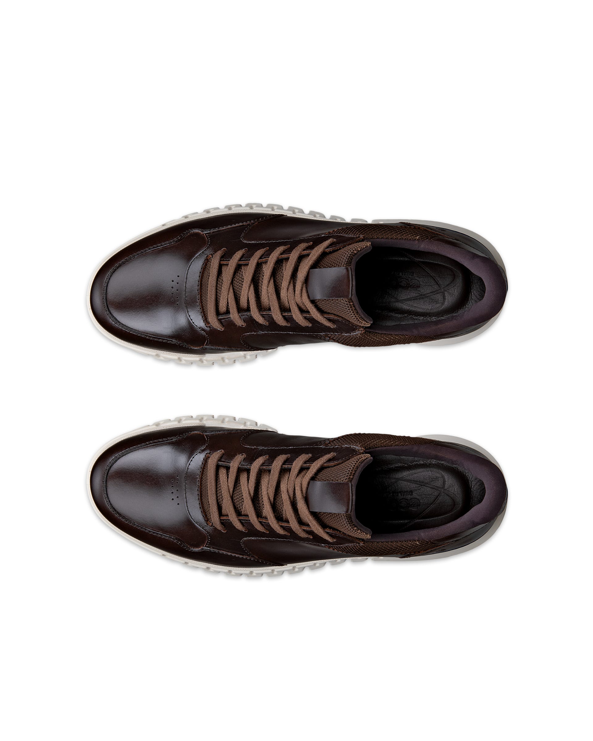 Men's ECCO® Gruuv Studio Leather Hybrid Wingtip Derby Sneaker - Brown - Top left pair