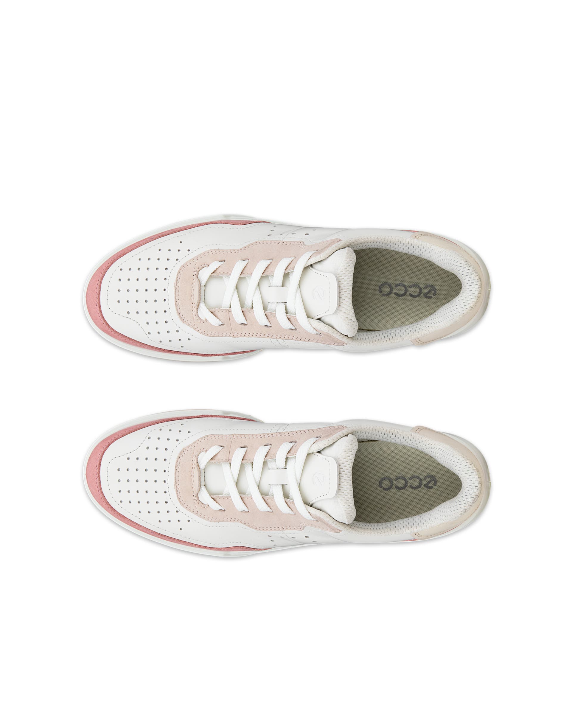 Women's ECCO® Street Court Leather Sneaker - White - Top left pair