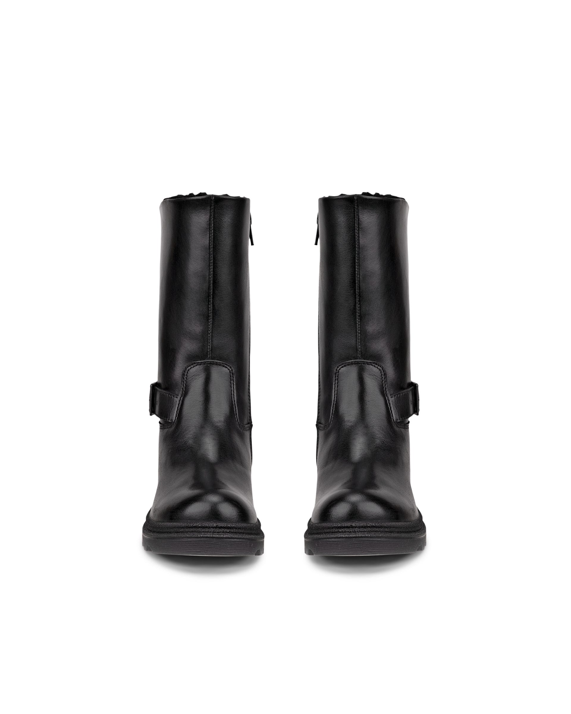 Kids' ECCO® Grainer Leather Waterproof High-Cut Boot - Black - Outside