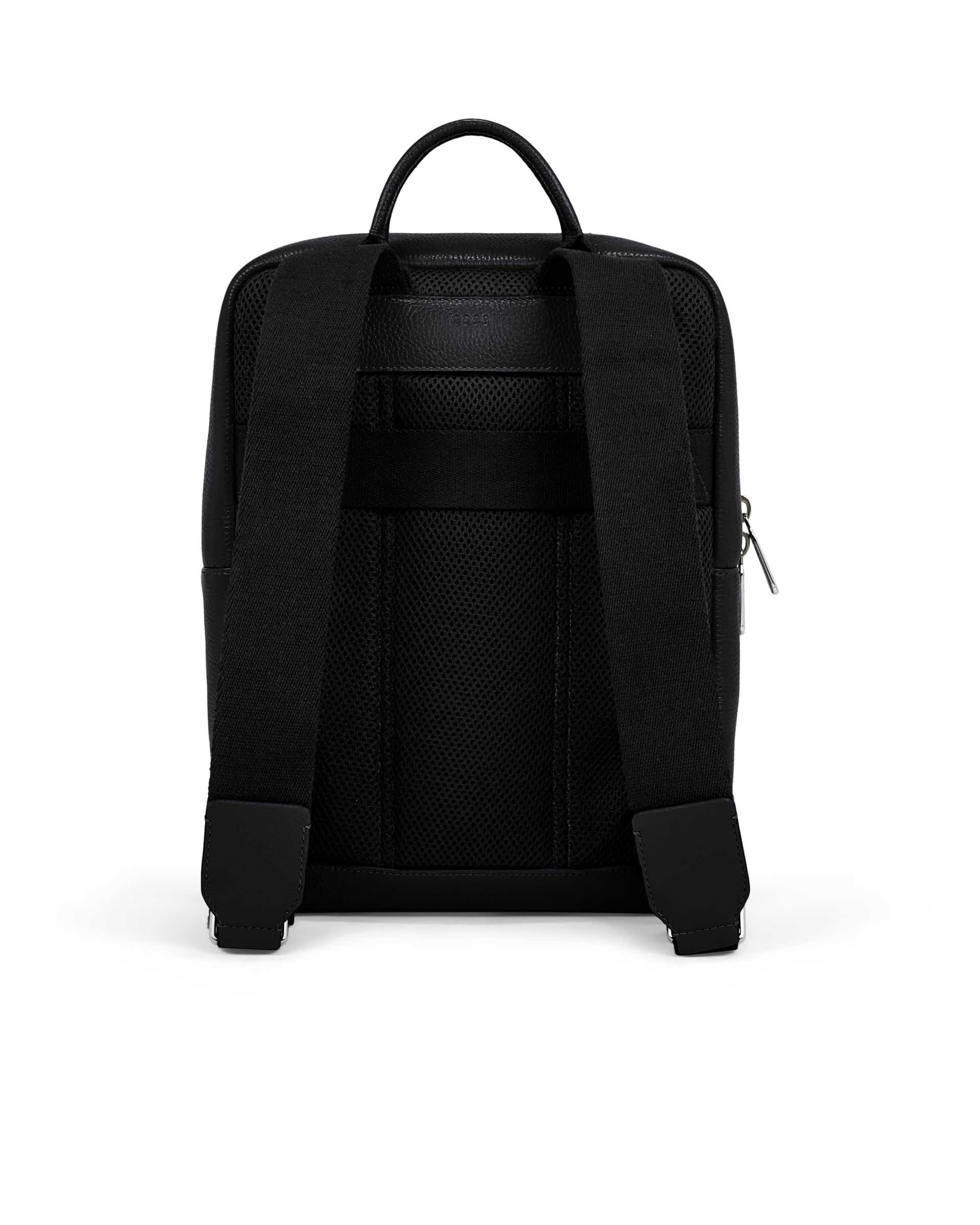 ECCO® Textureblock Leather Square Backpack - Black - Back