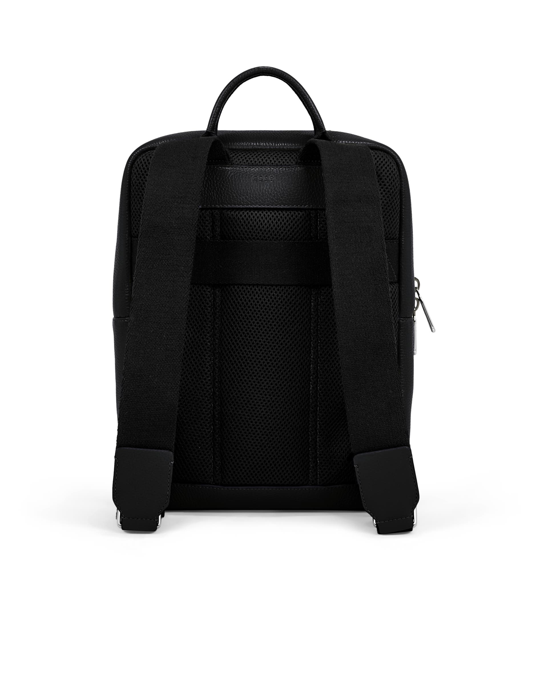 ECCO® Textureblock Leather Square Backpack - Black - Back