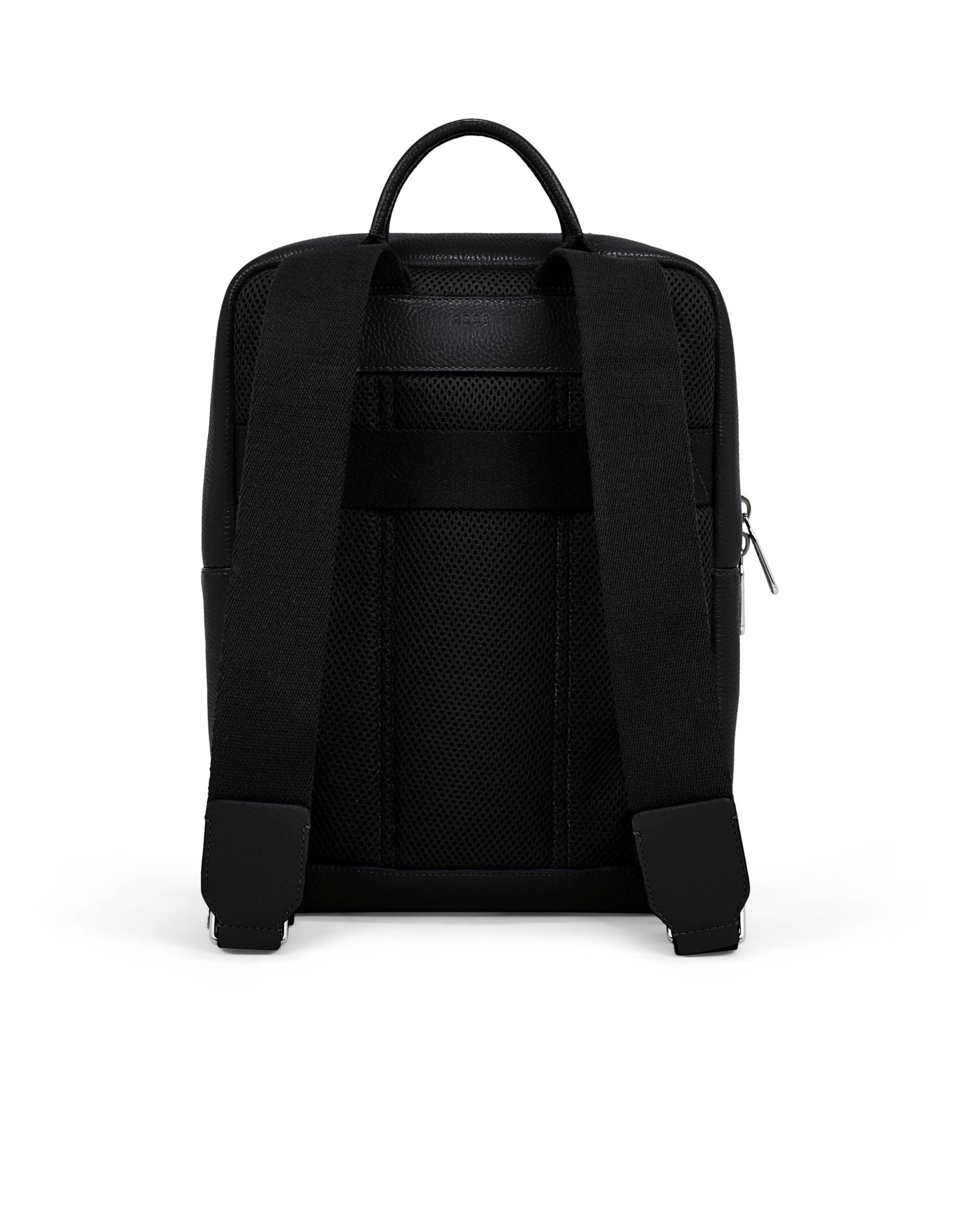 ECCO® Textureblock Leather Square Backpack - Black - Back