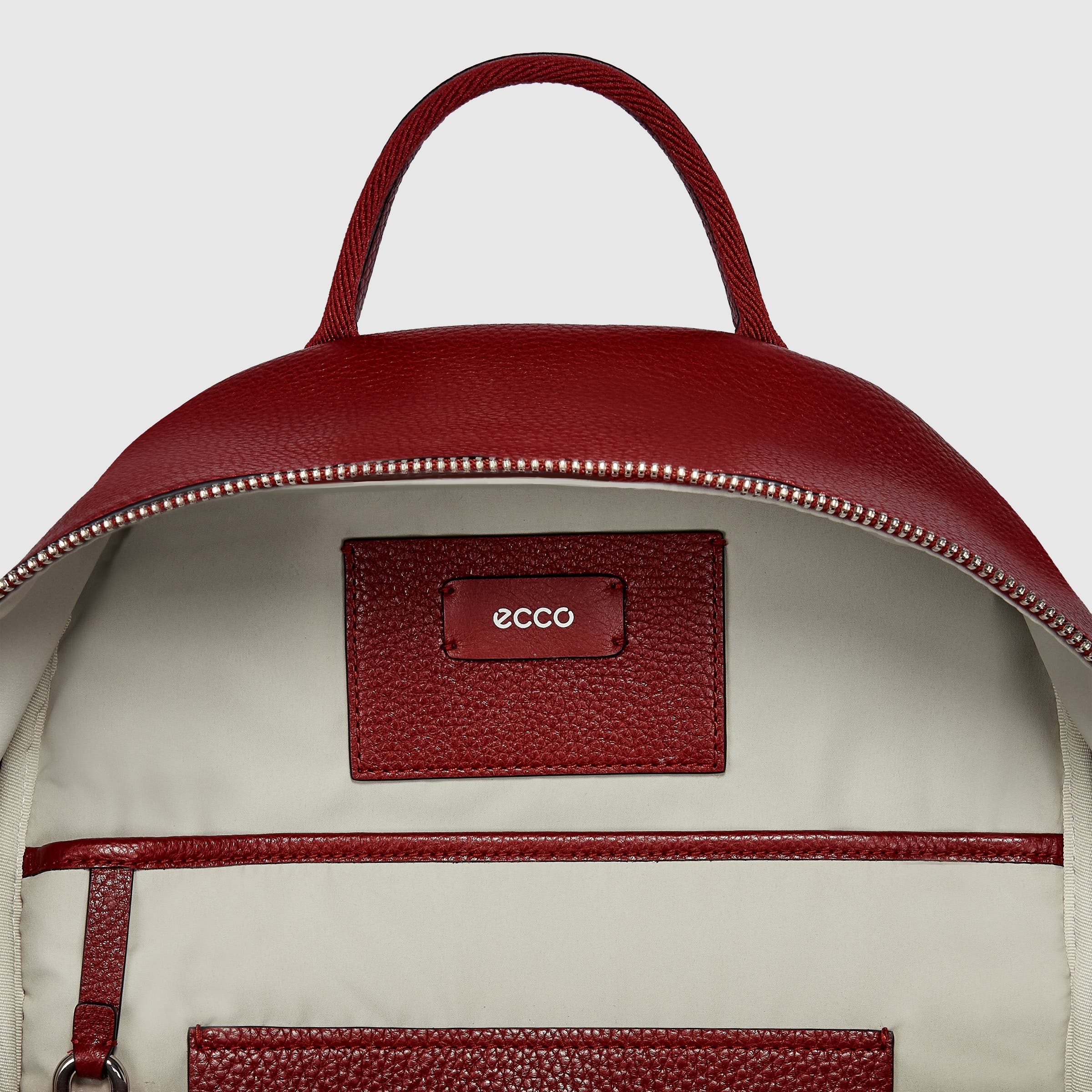 ECCO® Textureblock Leather Backpack - Red - Inside