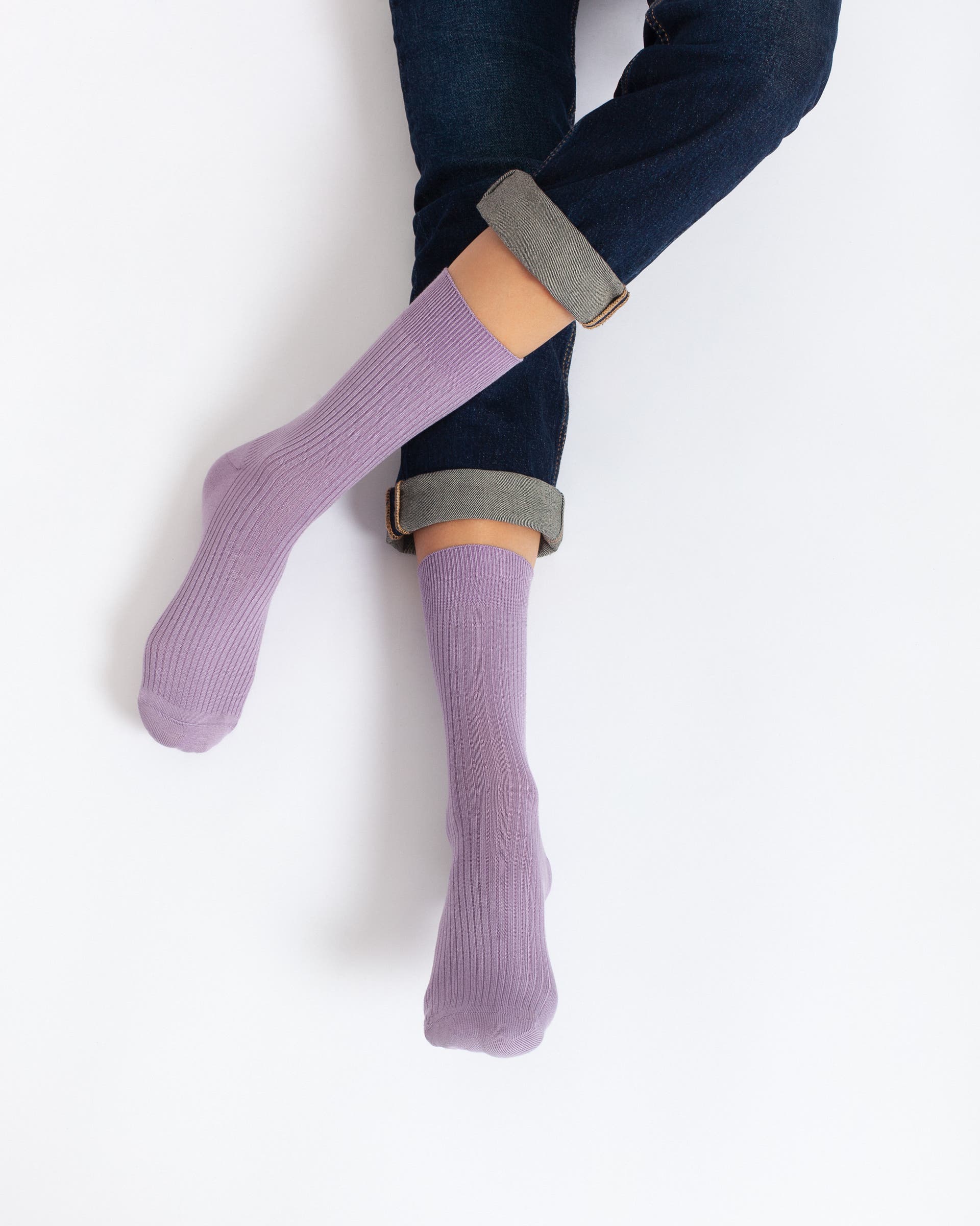 ECCO VIBE RIBBED WOMEN'S MID-CUT SOCK - Purple - Lifestyle image-1