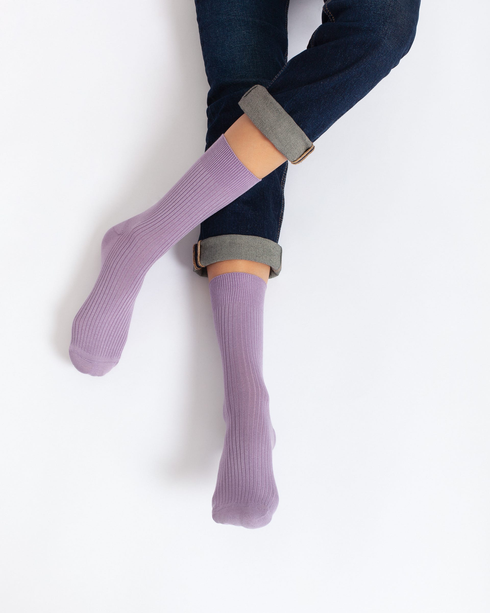 ECCO VIBE RIBBED WOMEN'S MID-CUT SOCK - Purple - Lifestyle image-1