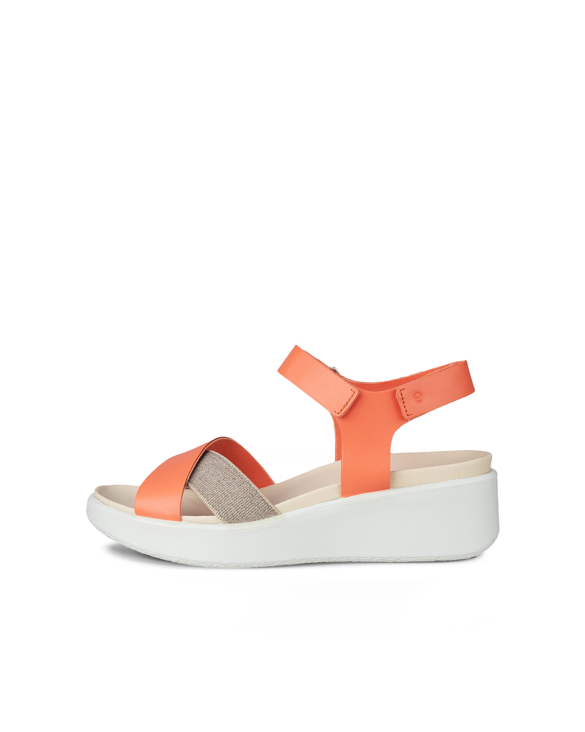 Women's ECCO® Flowt LX Leather Wedge Sandal - Orange - Outside