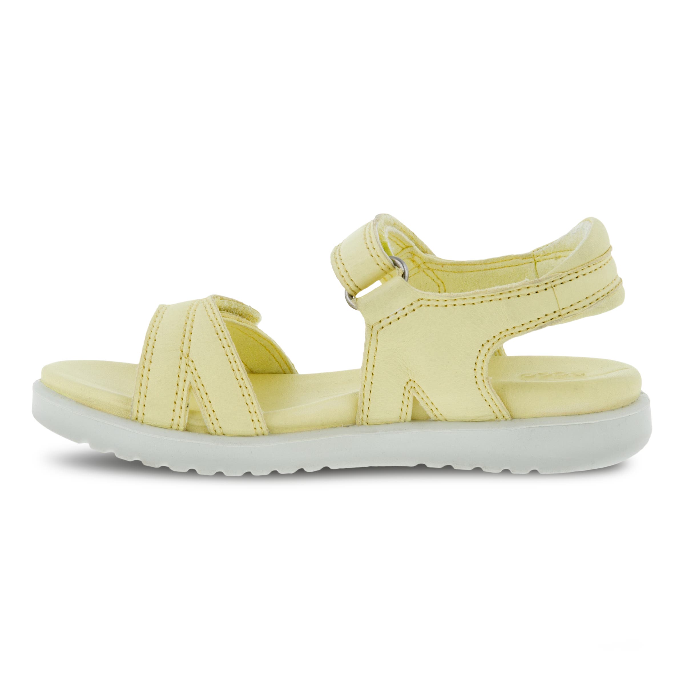 Kids' ECCO® Flora Leather Two Strap Sandal - Yellow - Inside
