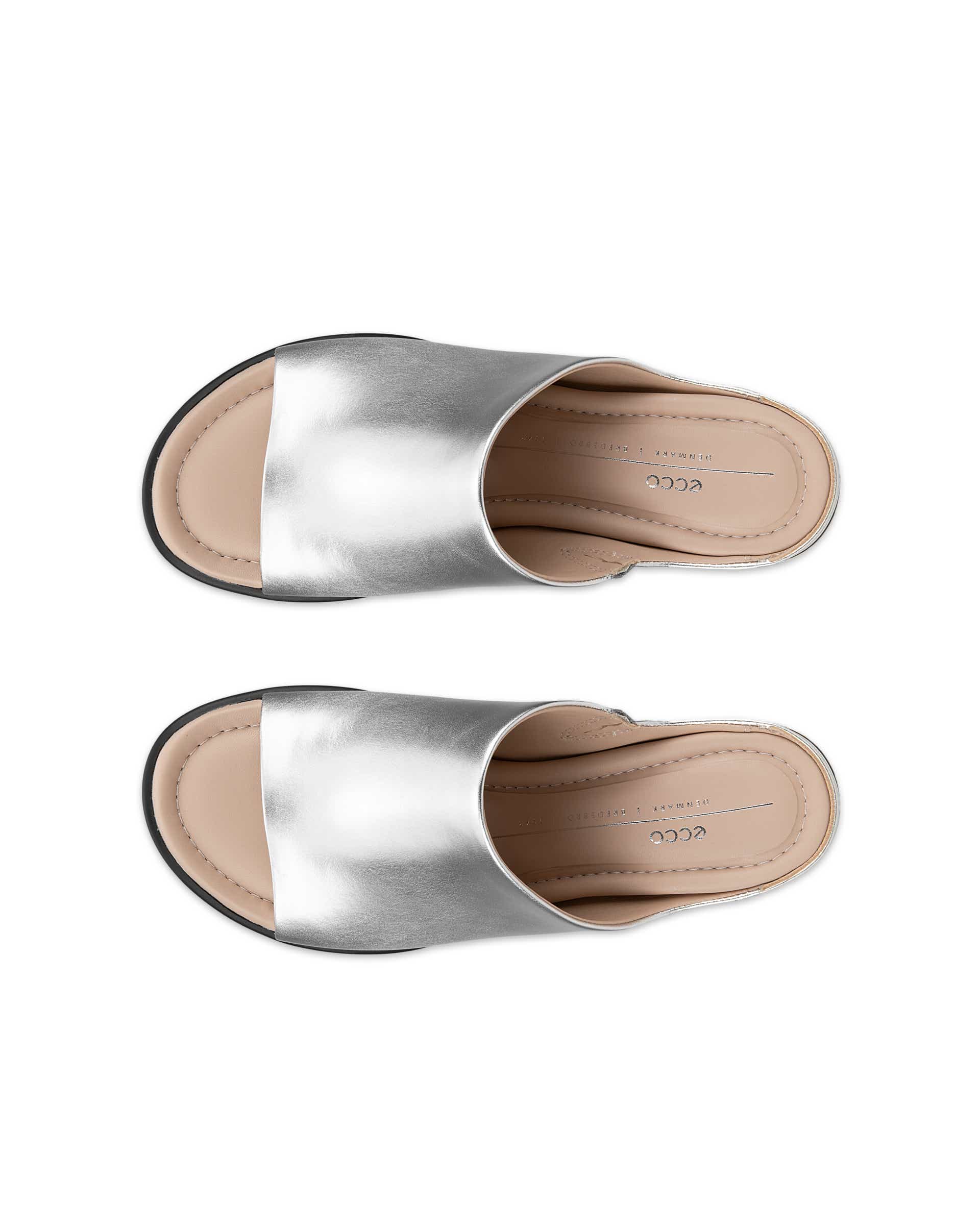 Women's ECCO® Sculpted LX 35 Leather Mule Sandal - Silver - Top left pair