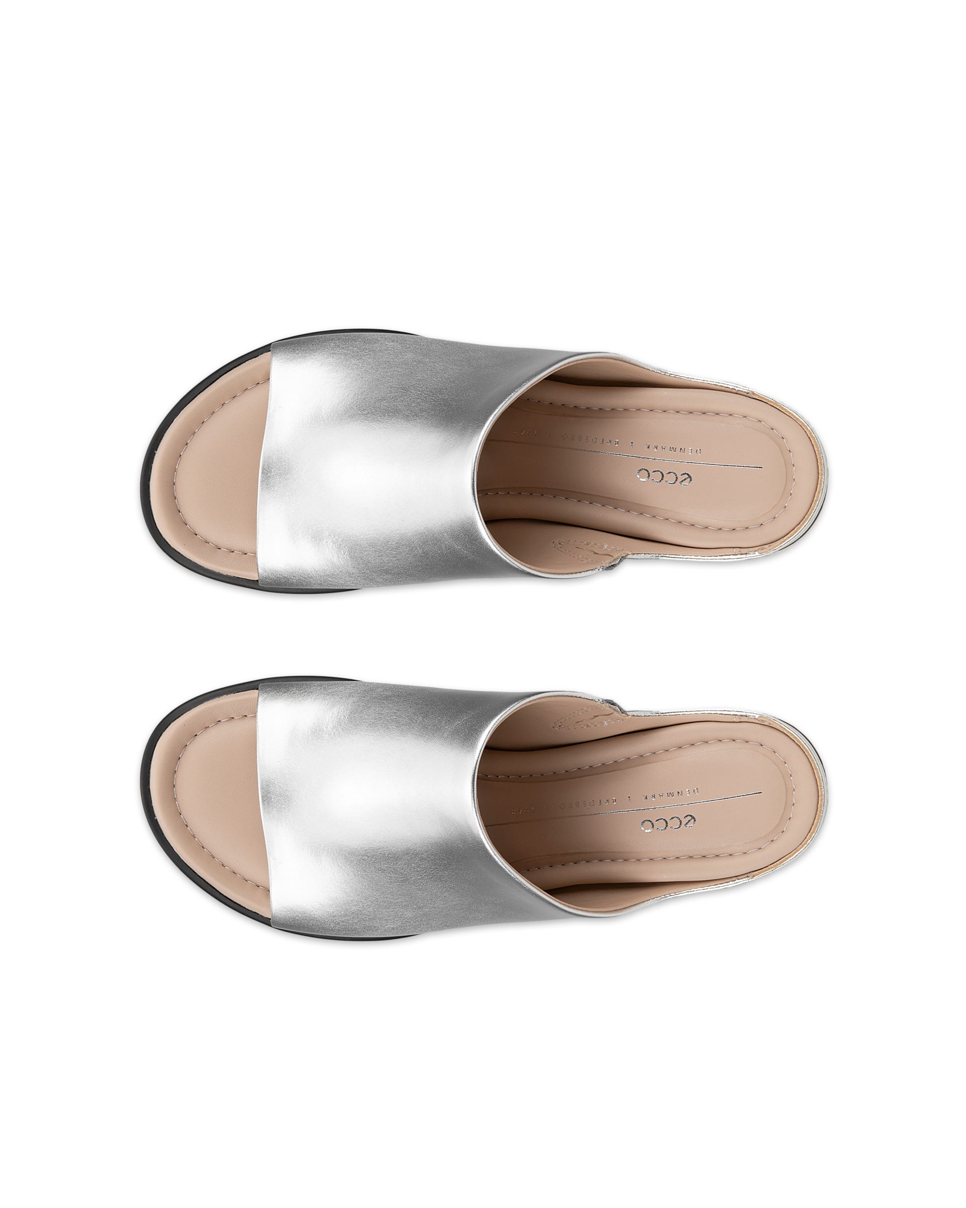 Women's ECCO® Sculpted LX 35 Leather Mule Sandal - Silver - Top left pair