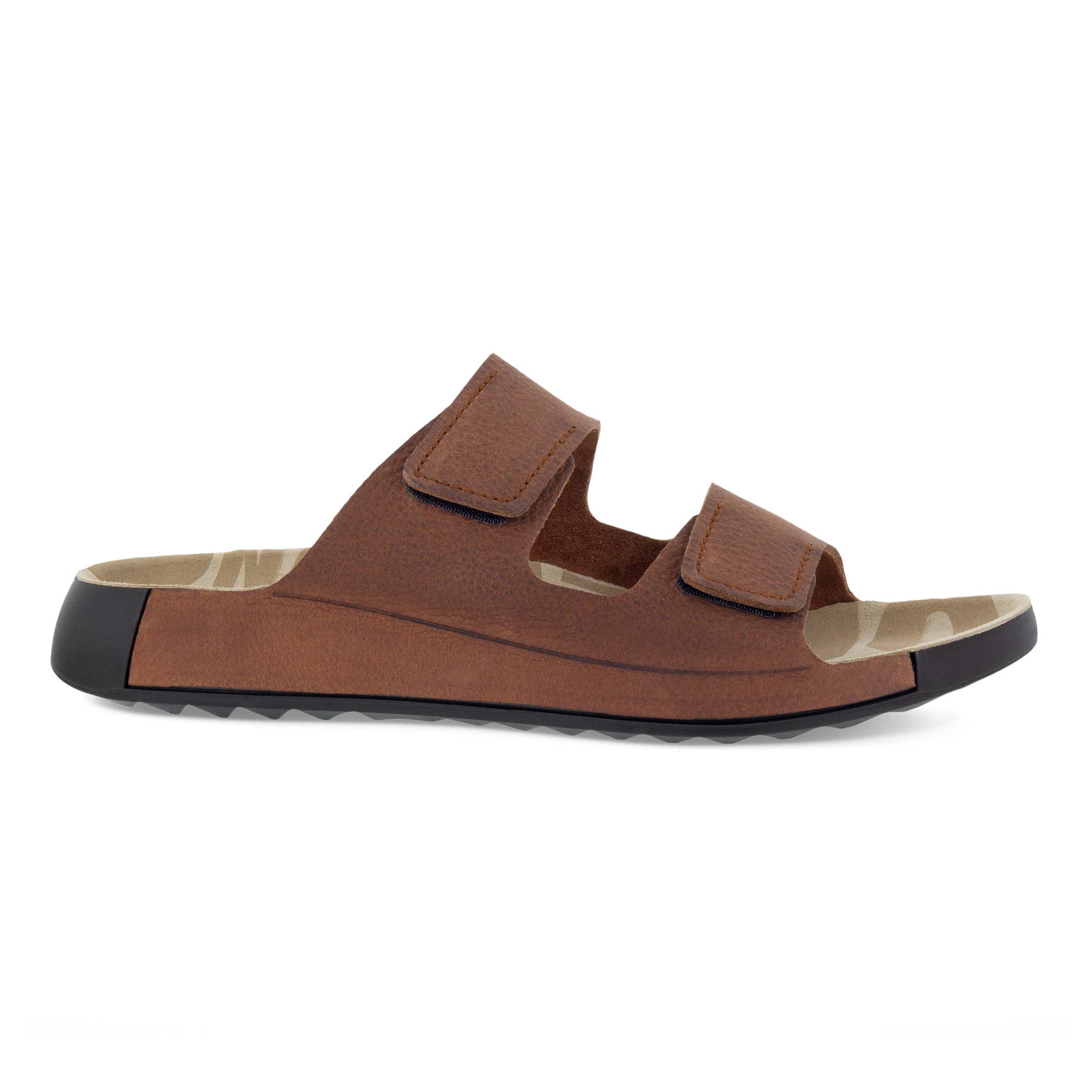 Men's ECCO® Cozmo Nubuck Two Strap Sandal - Brown - Outside
