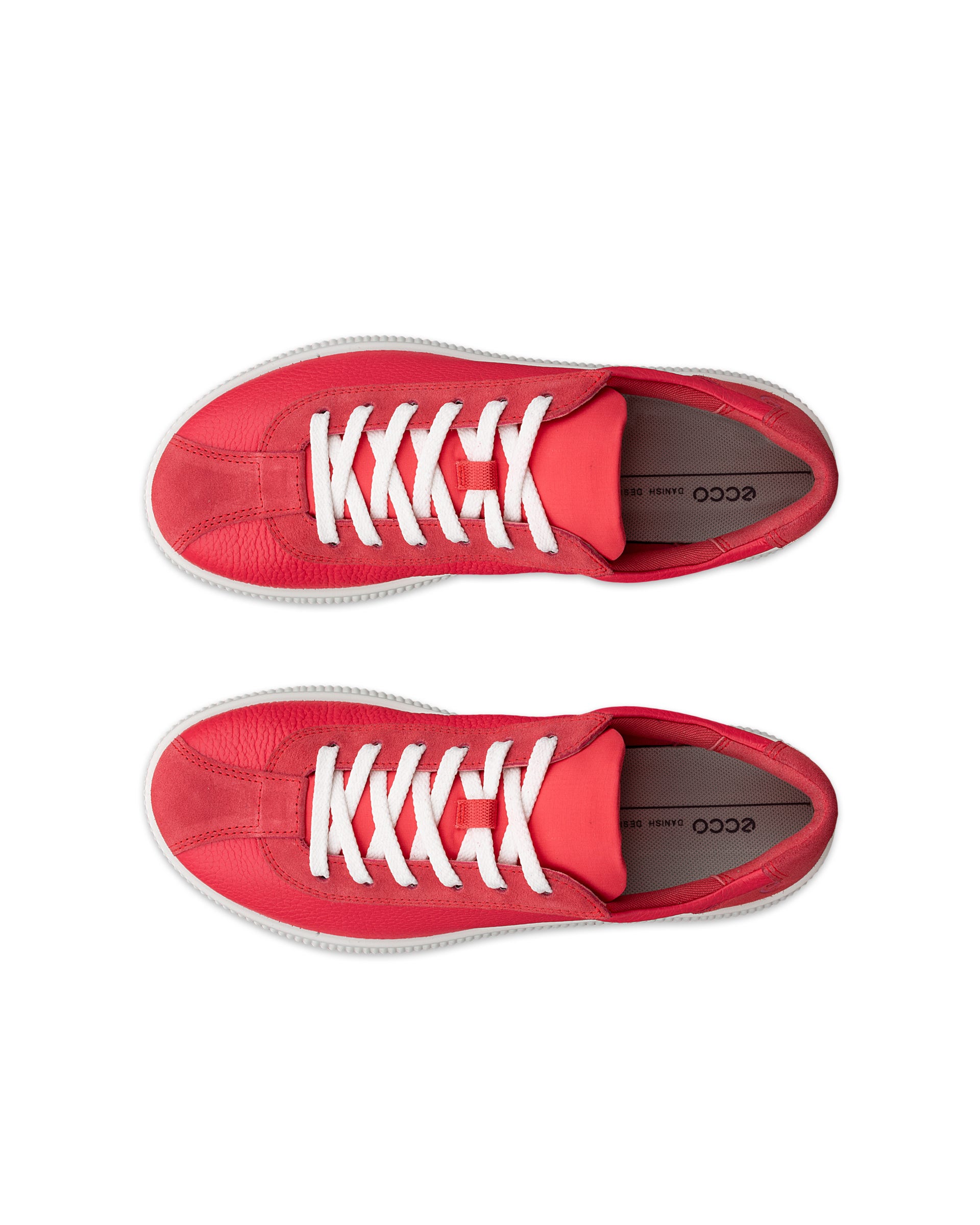 Women's ECCO® Soft Zero Leather Sneaker - Red - Top left pair