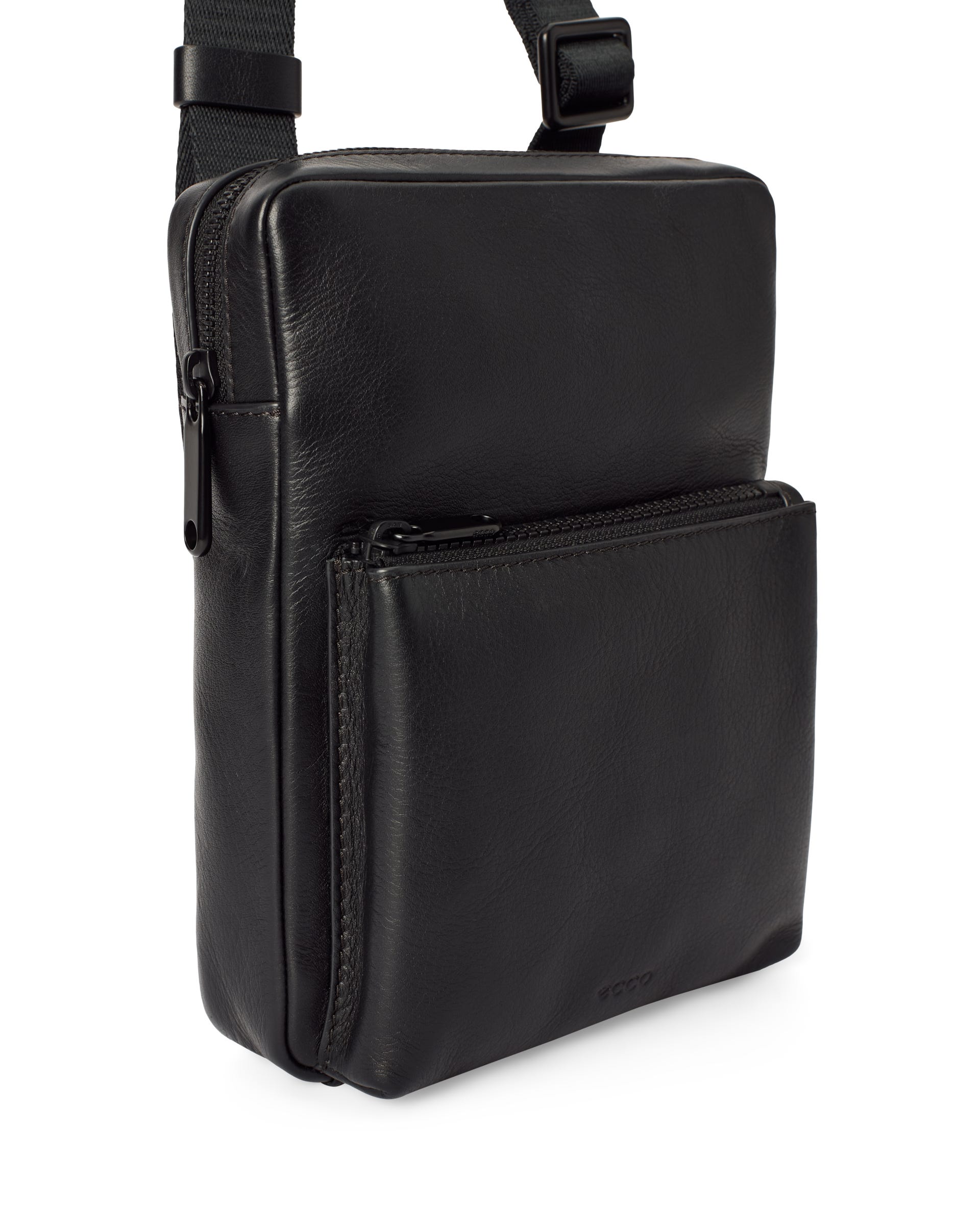 Pánska kožená plochá kabelka cez rameno ECCO® FLAT POUCH CITY - Čierna - Main