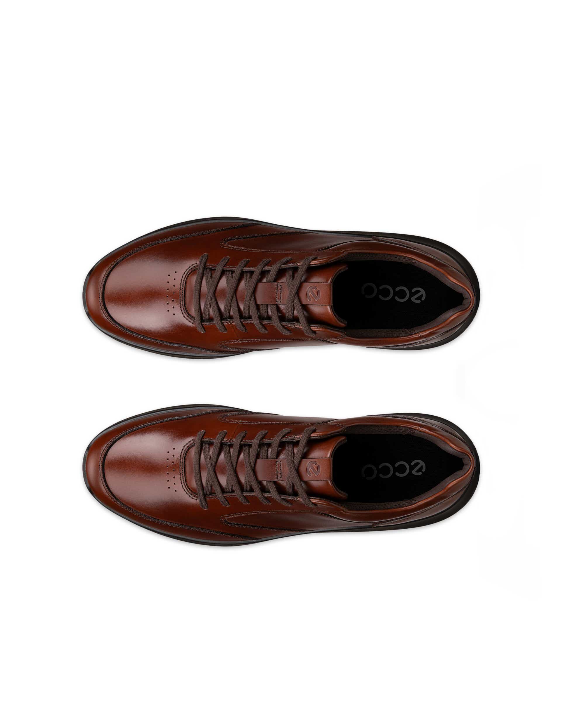 Men's ECCO® CITY STRIDE Leather Trainer - Brown - Top left pair