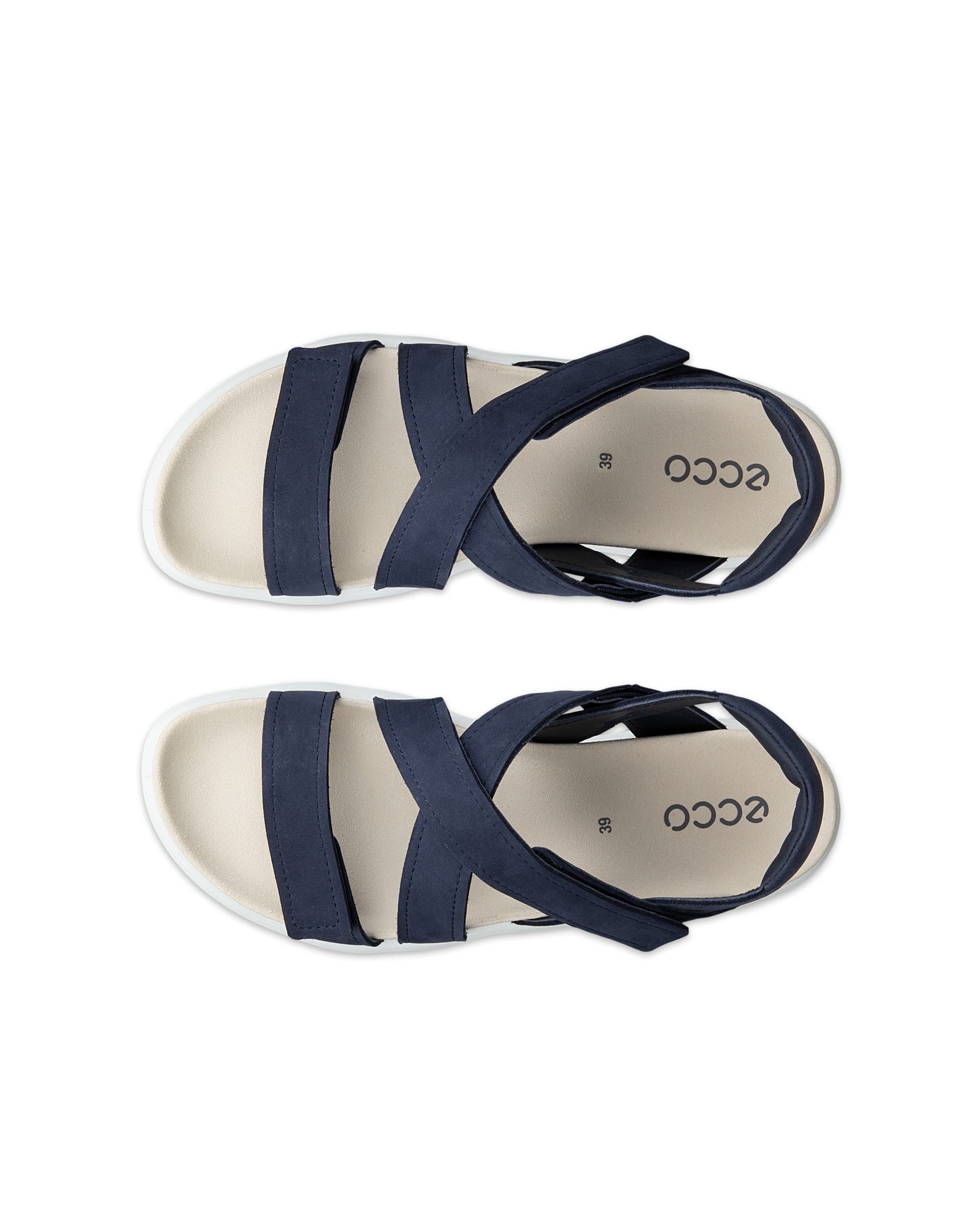 ECCO® SOFT SANDAL sandaler i nubuck med to remme til damer - Blå - Top left pair