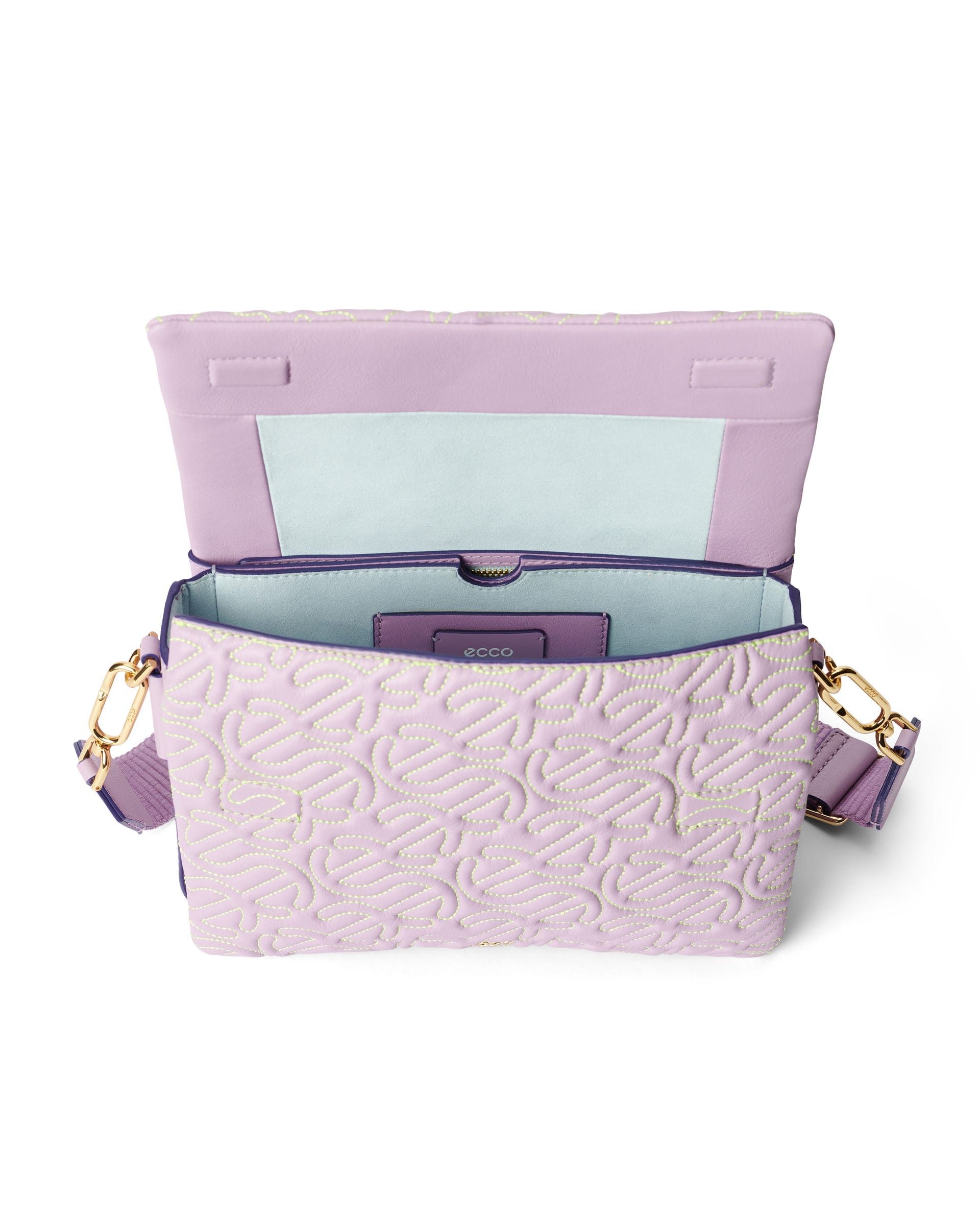 ECCO Pinch Large Quilted Wave レザークロスボディバッグ - パープル - Inside