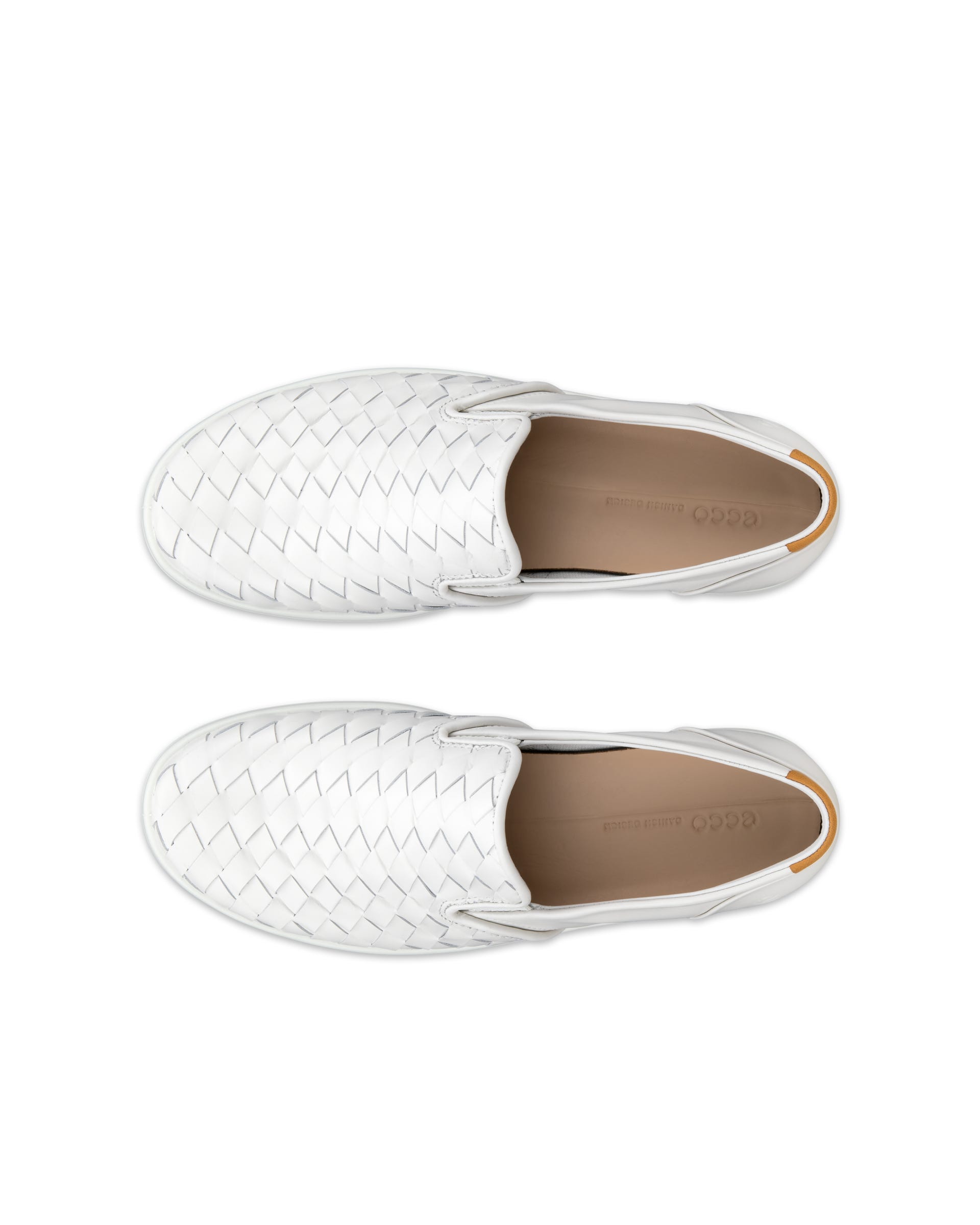 Women's ECCO® Soft 7 Woven Leather Slip-On - White - Top left pair