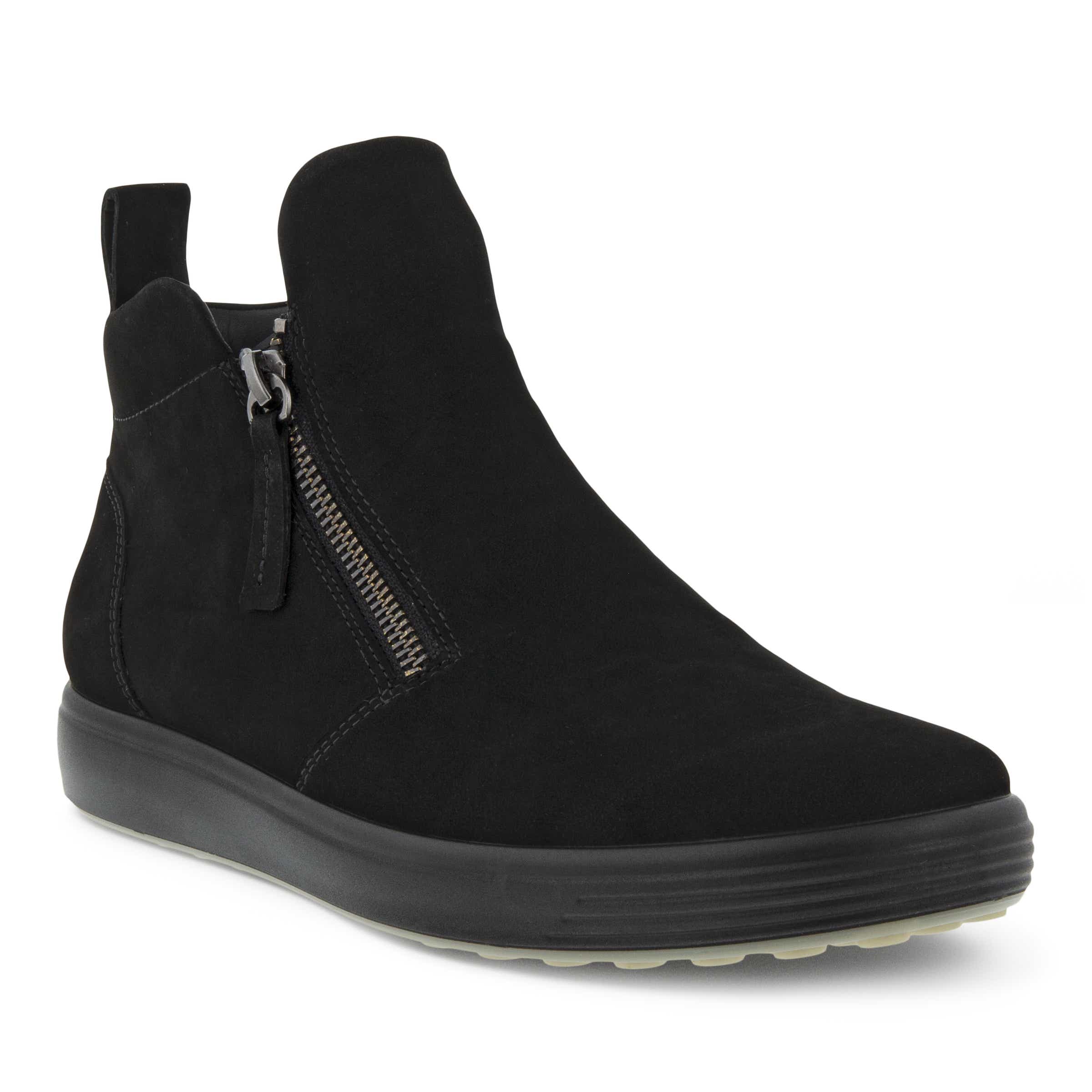 Women's ECCO® Soft 7 Nubuck Ankle Boot - Black - Main