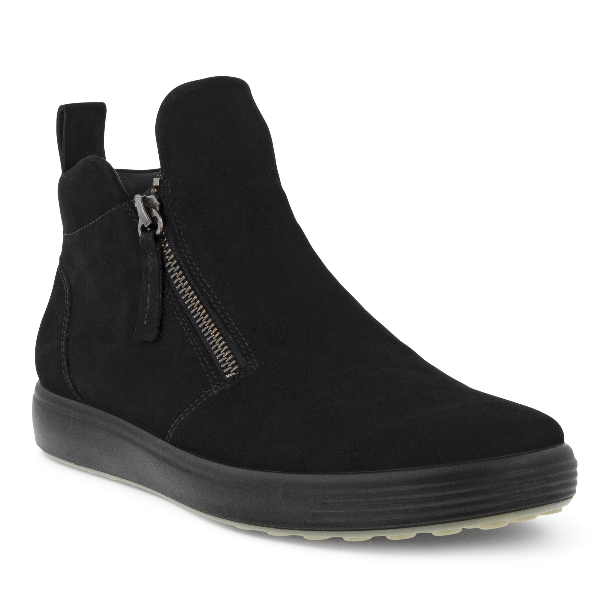 Women's ECCO® Soft 7 Nubuck Ankle Boot - Black - Main