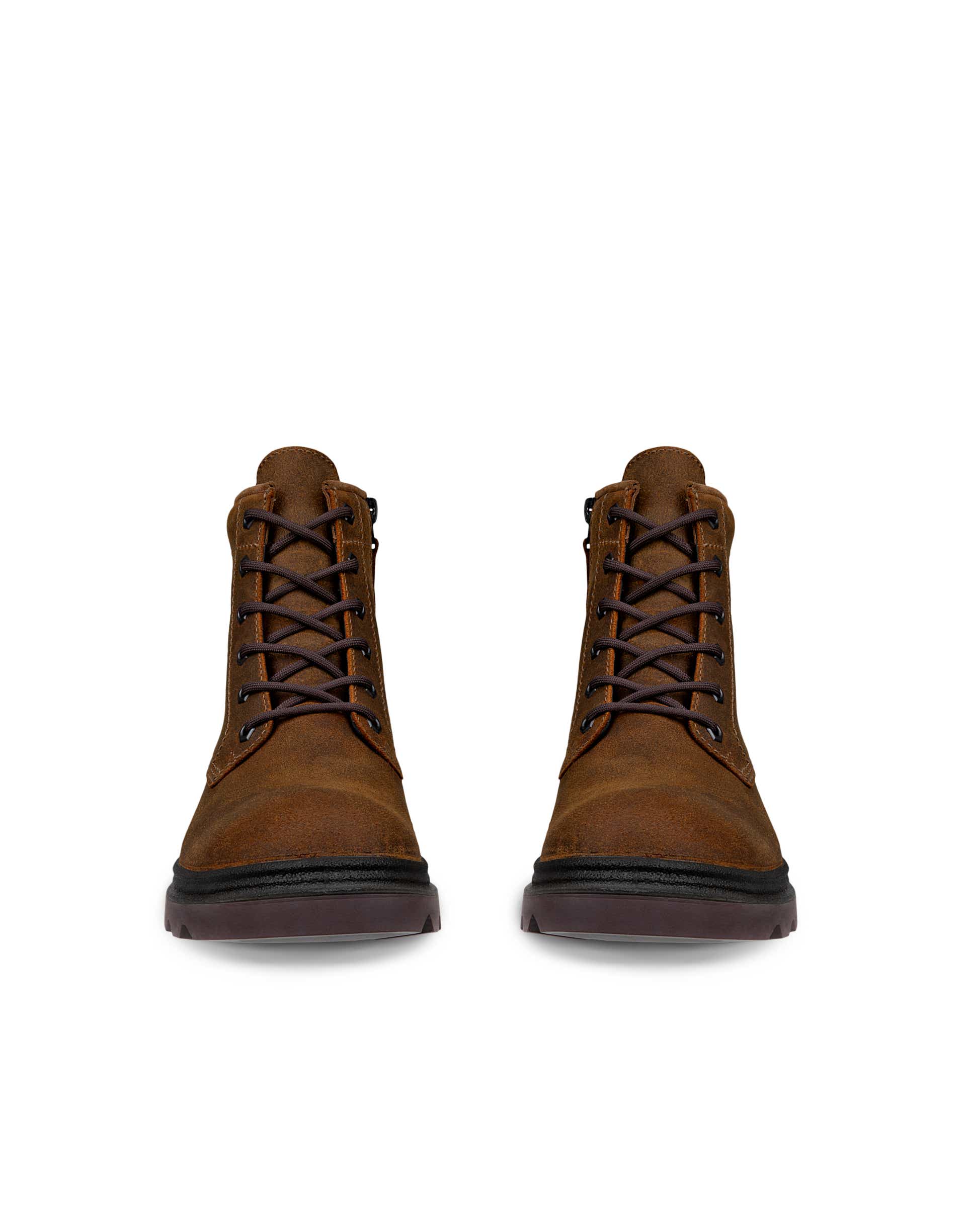 Botas de piel con cordones ECCO® Grainer para mujer - Marrón - Front pair