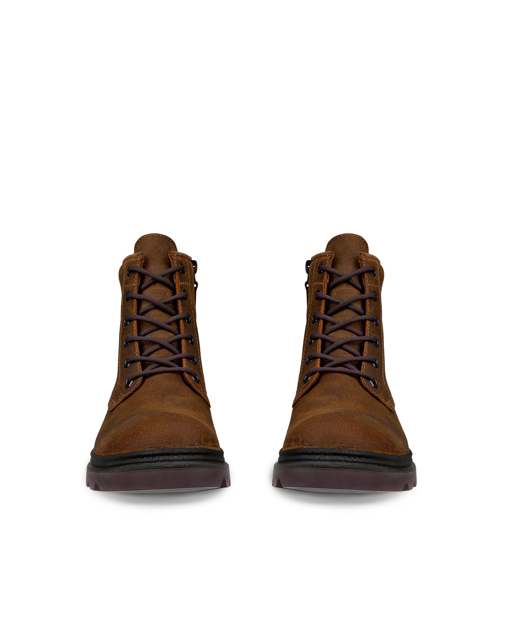 ECCO® Grainer Dames leren veterlaars - Bruin - Front pair