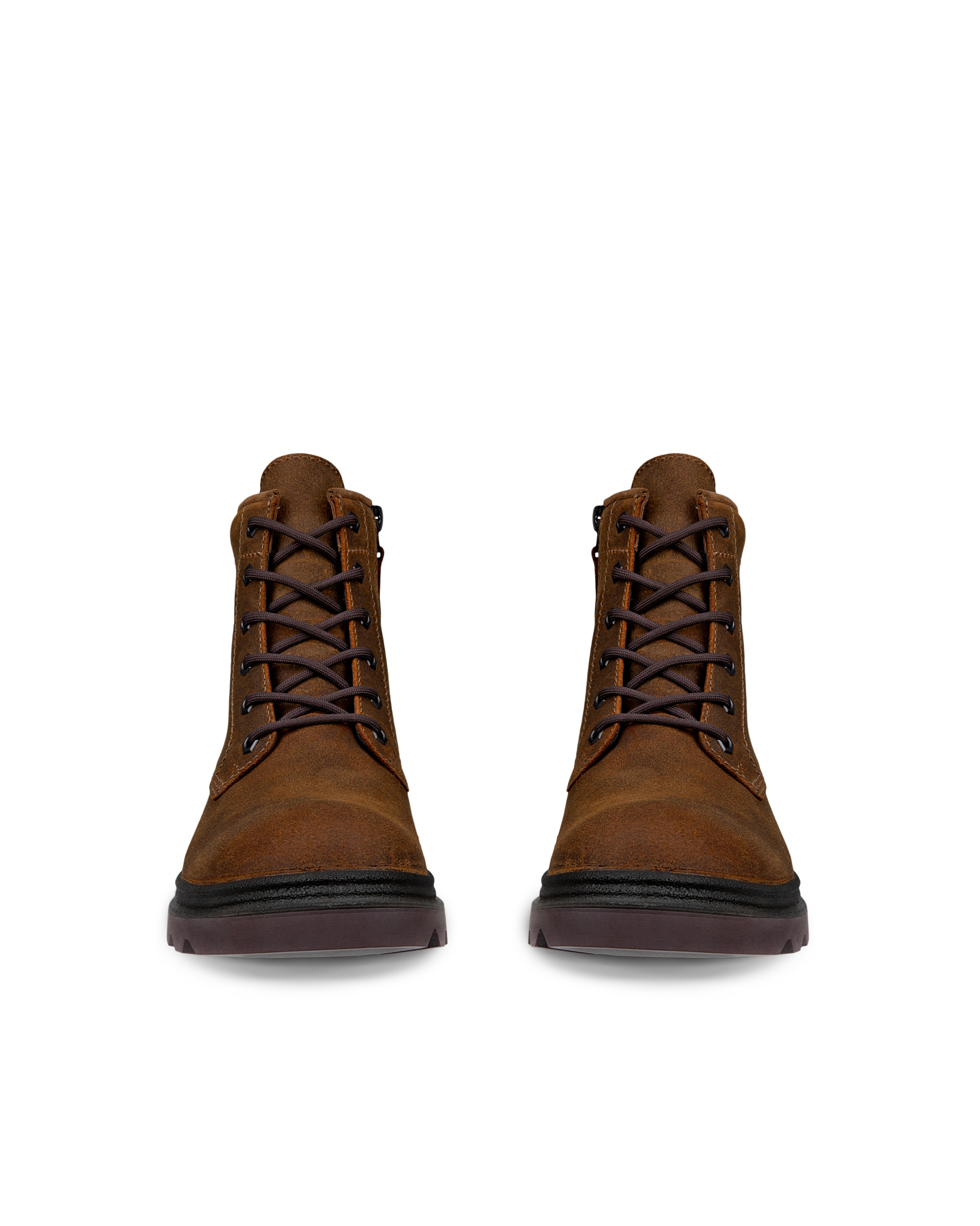 Botas de piel con cordones ECCO® Grainer para mujer - Marrón - Front pair