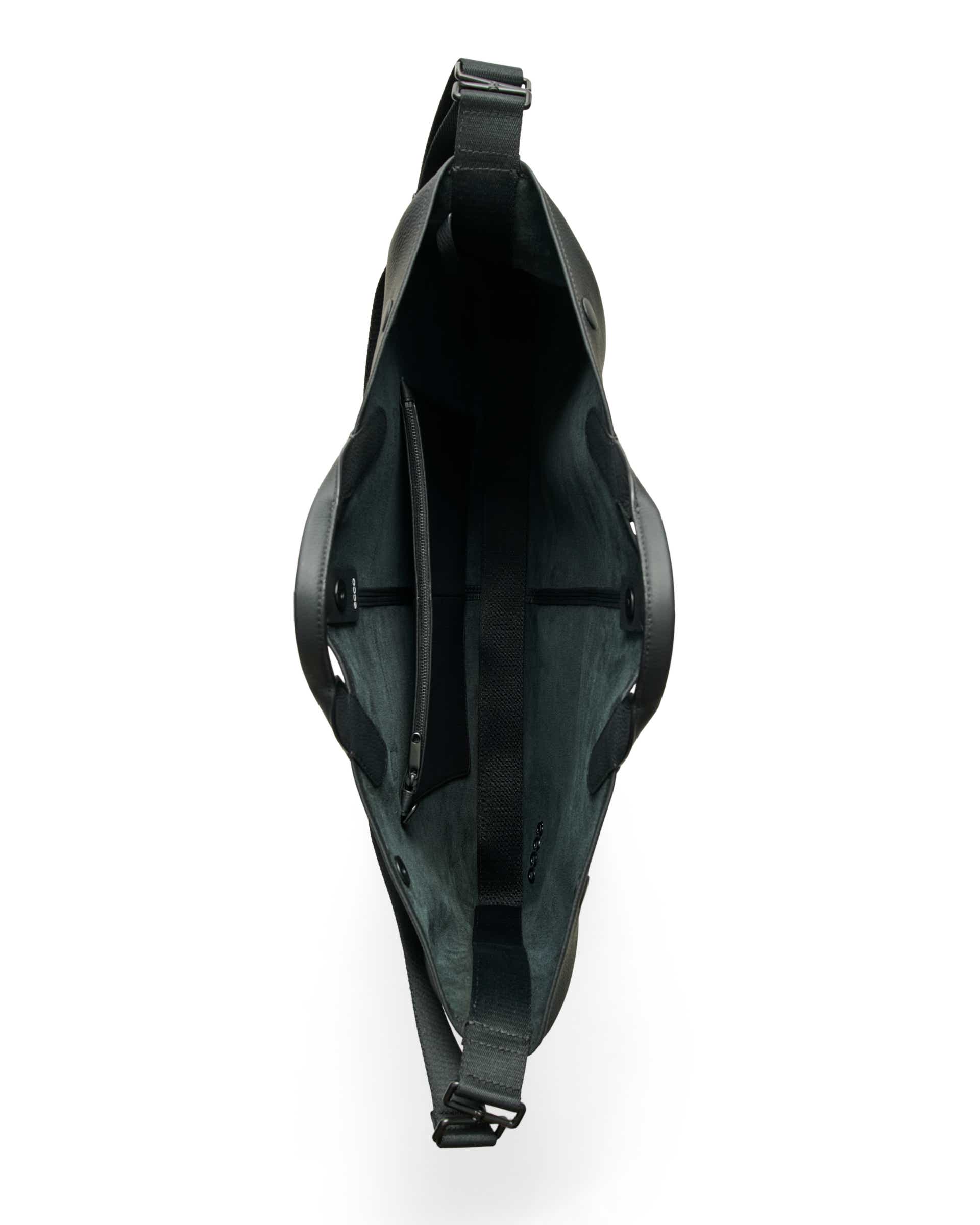 ECCO Tote Soft East West Large Soft Pebbled レザートートバッグ - ブラック - Birdeye