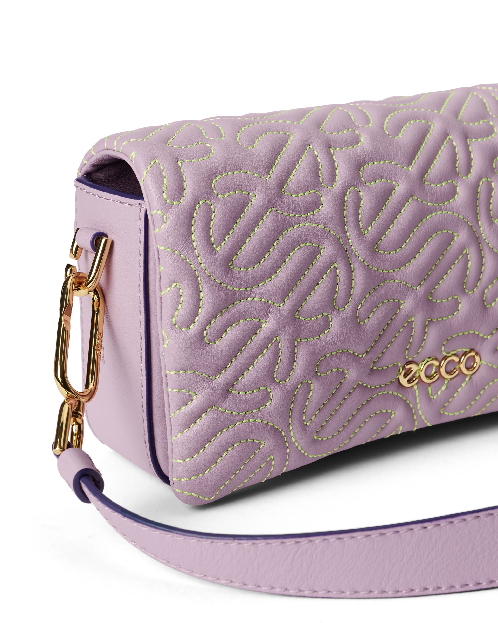 ECCO Pinch Small Quilted Wave レザーショルダーバッグ - パープル - Detail-1