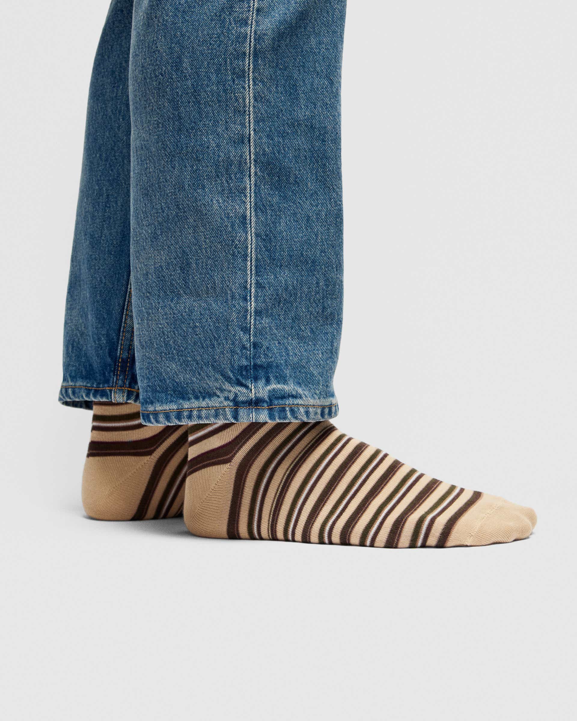 Men's ECCO® Classic Striped Mid-Cut Socks - Blue - Lifestyle image-1