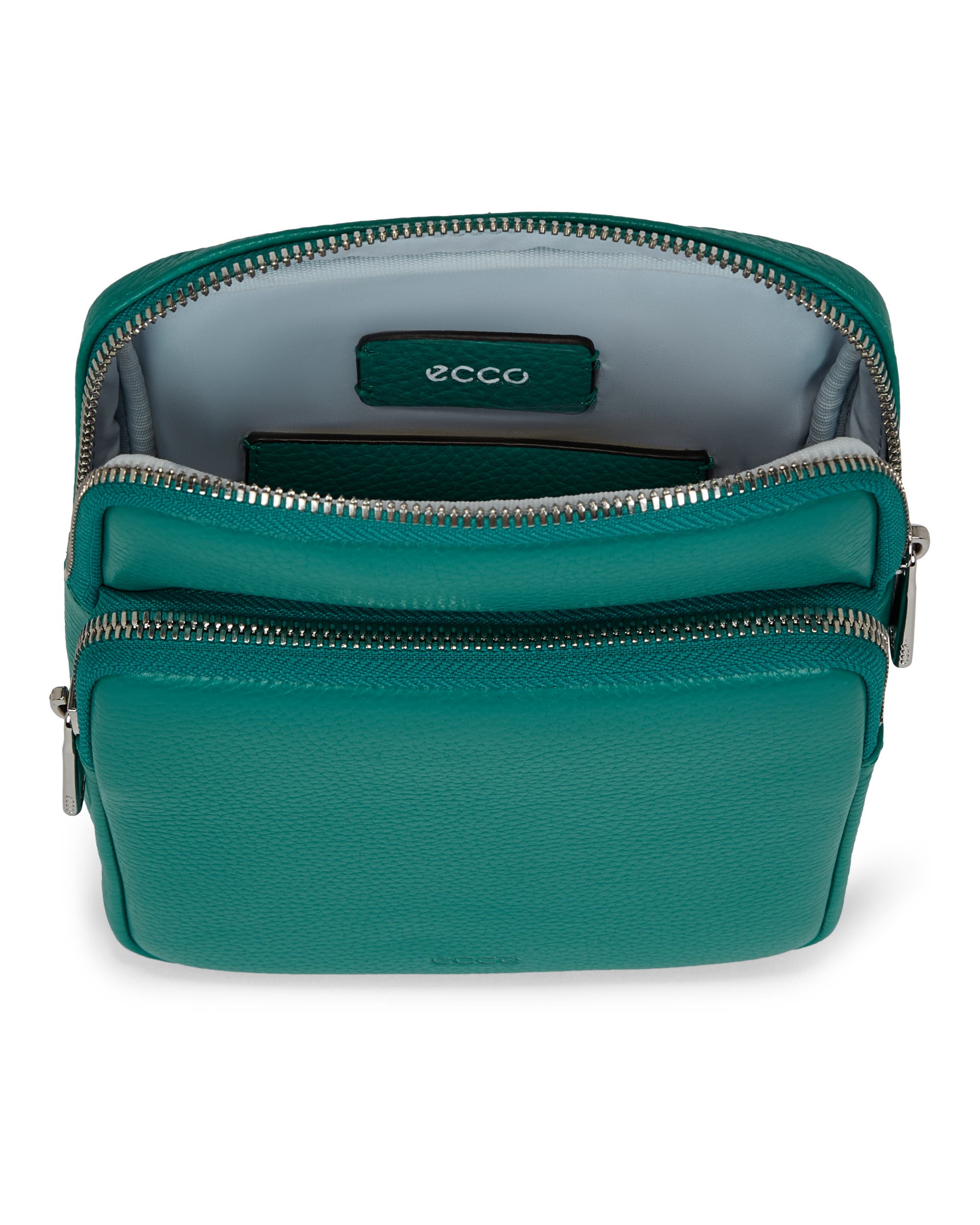 ECCO® Flat Pouch Pebbled Leather Crossbody Bag - Green - Inside