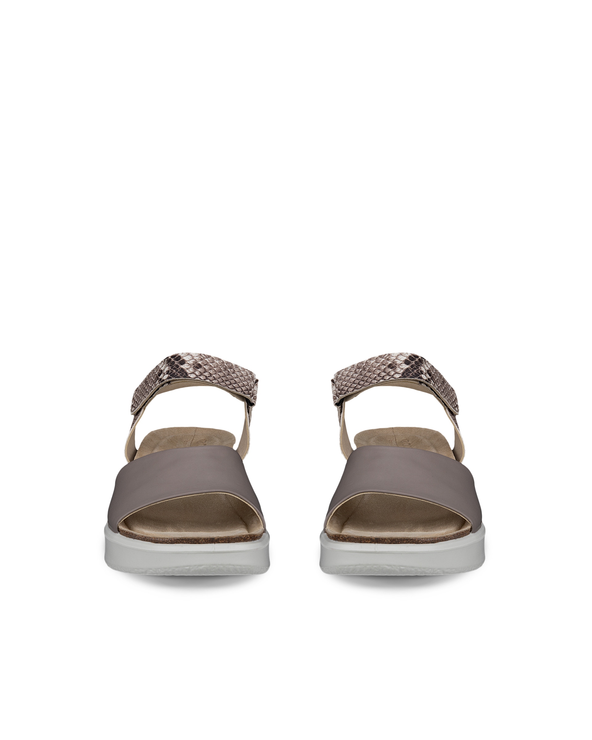 ECCO® Flowt Wedge Cork Dames leren sandaal met kurken sleehak - Grijs - Front pair