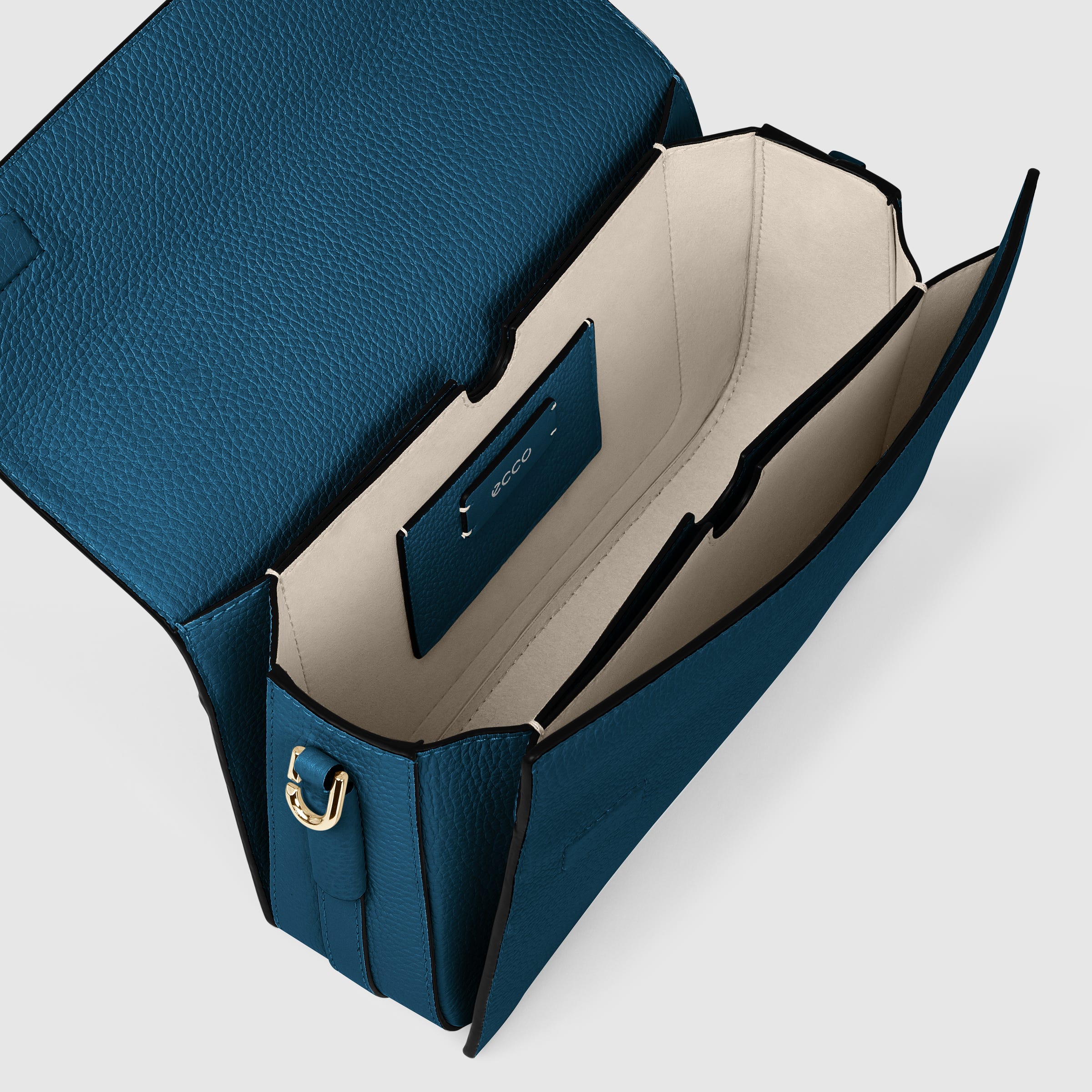 ECCO Textureblock Pinch Full Size レザークロスボディバッグ - ブルー - Inside