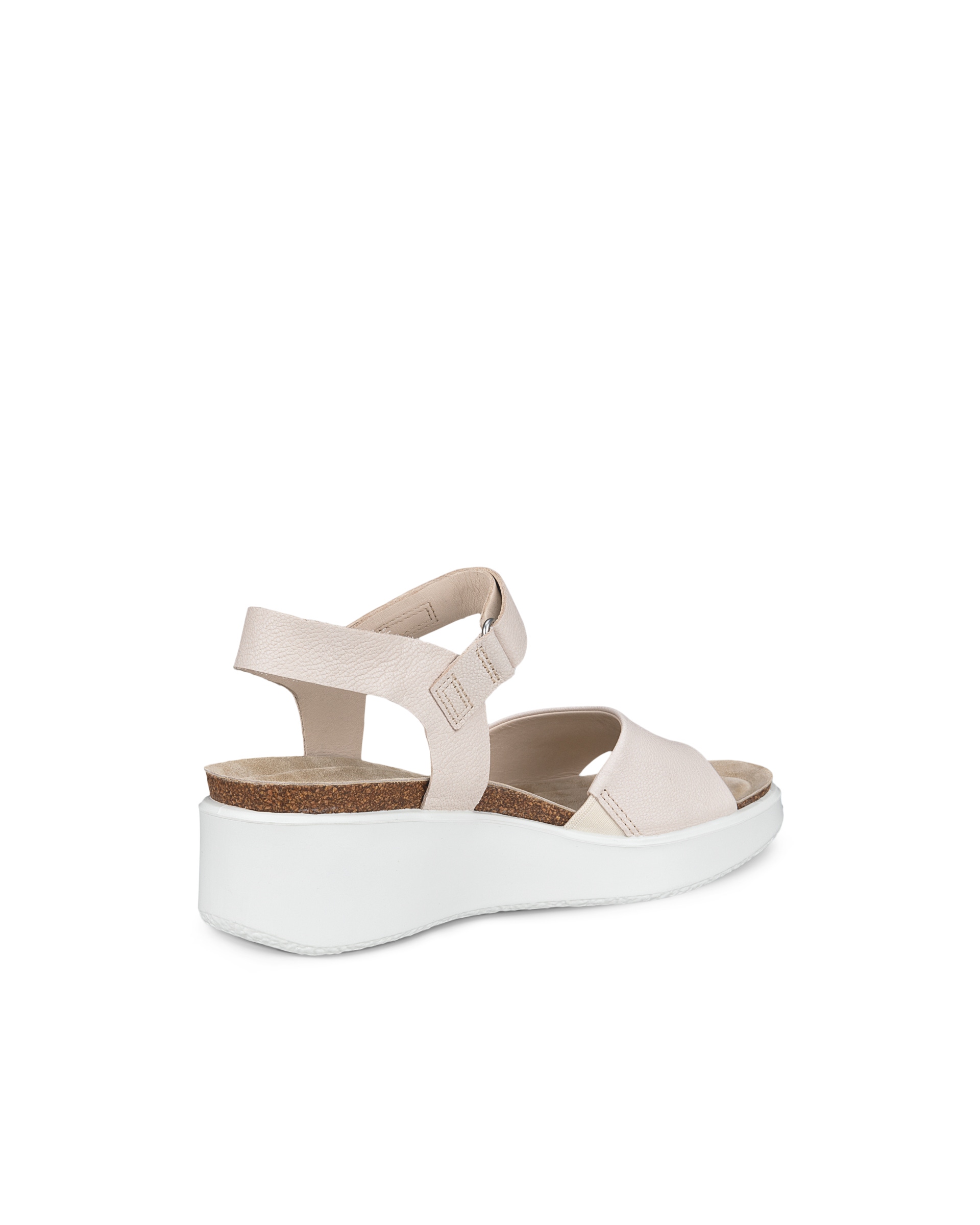 ECCO Flowt Wedge ウィメンズ レザーコルクヒールウェッジソールサンダル - ベージュ - Back
