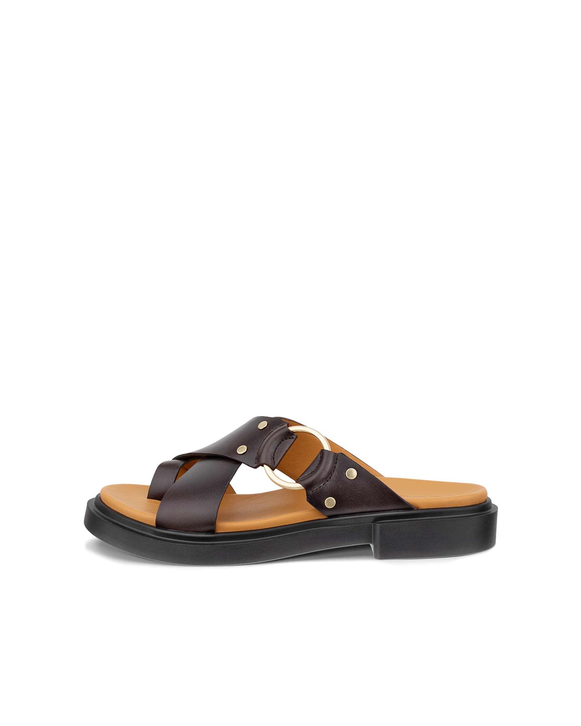 Women's ECCO® Metropole Seoul Leather Ring Sandal - Brown - Outside