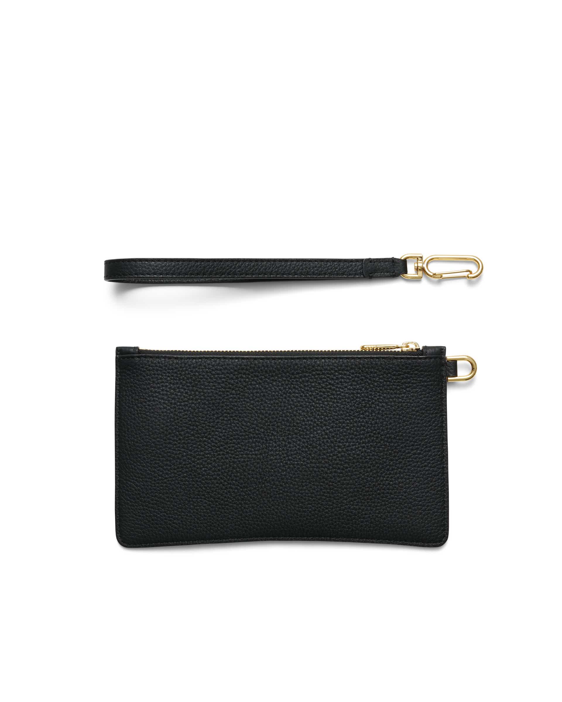Women's ECCO® Wristlet Soft Pebbled Leather Pouch Bag - Black - Back