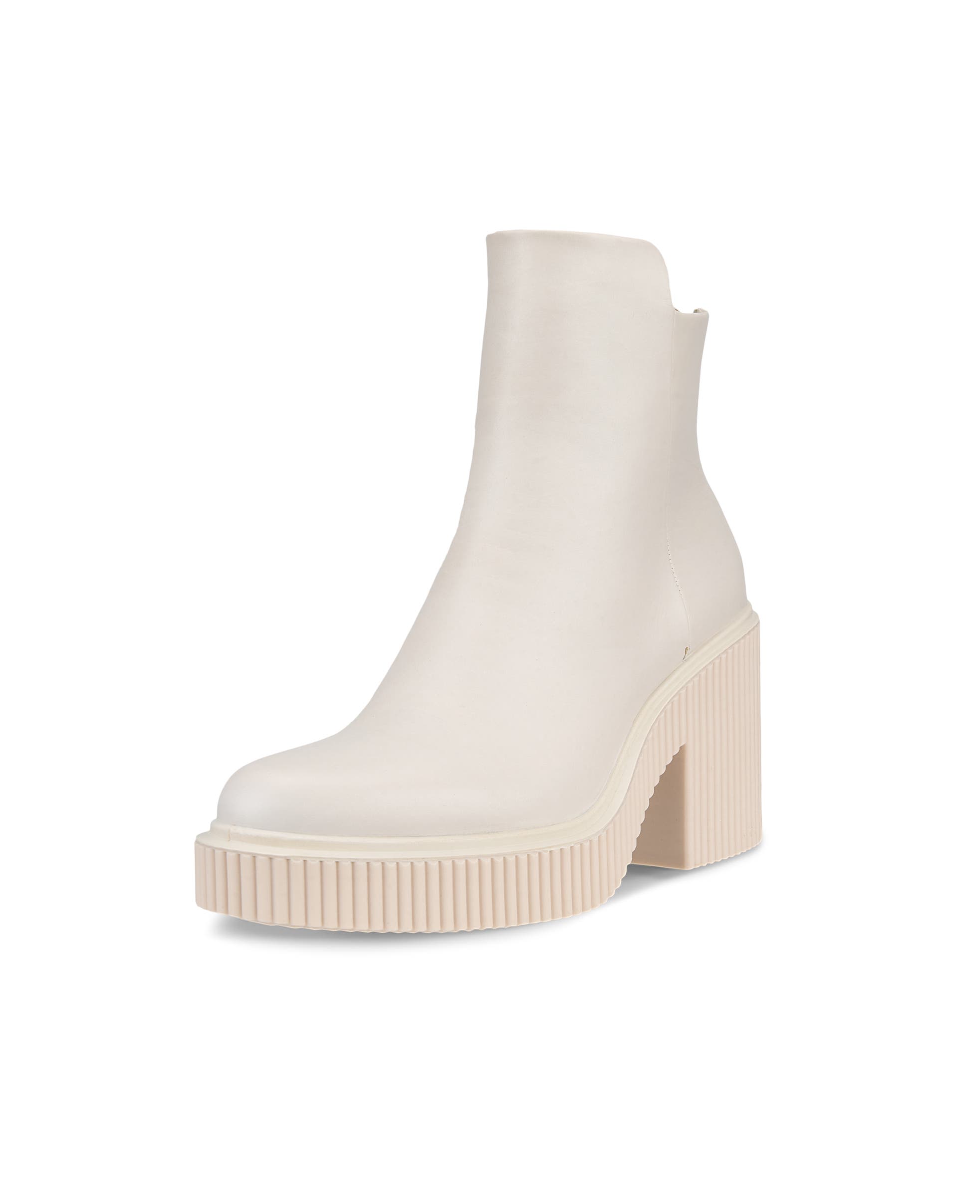 ECCO Fluted Heel ウィメンズ レザーアンクルブーツ - ベージュ - Main