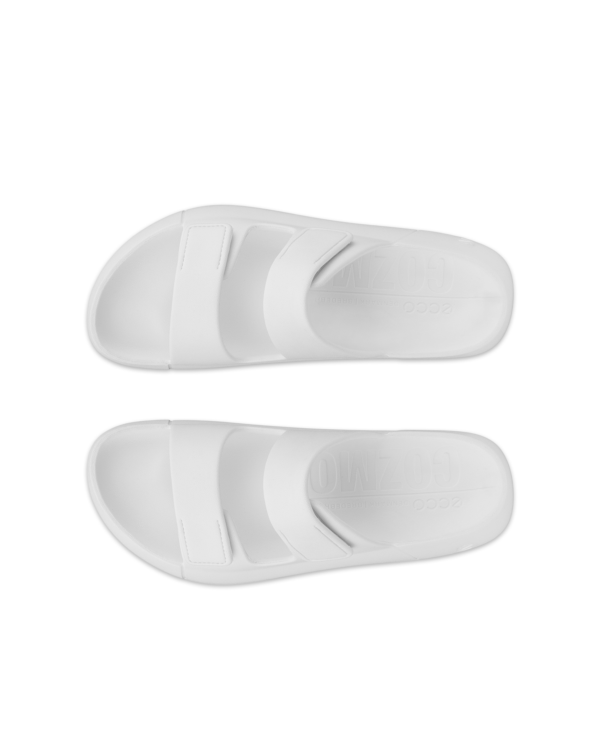 Unisex ECCOยฎ Cozmo E Two Strap Sandal - White - Top left pair