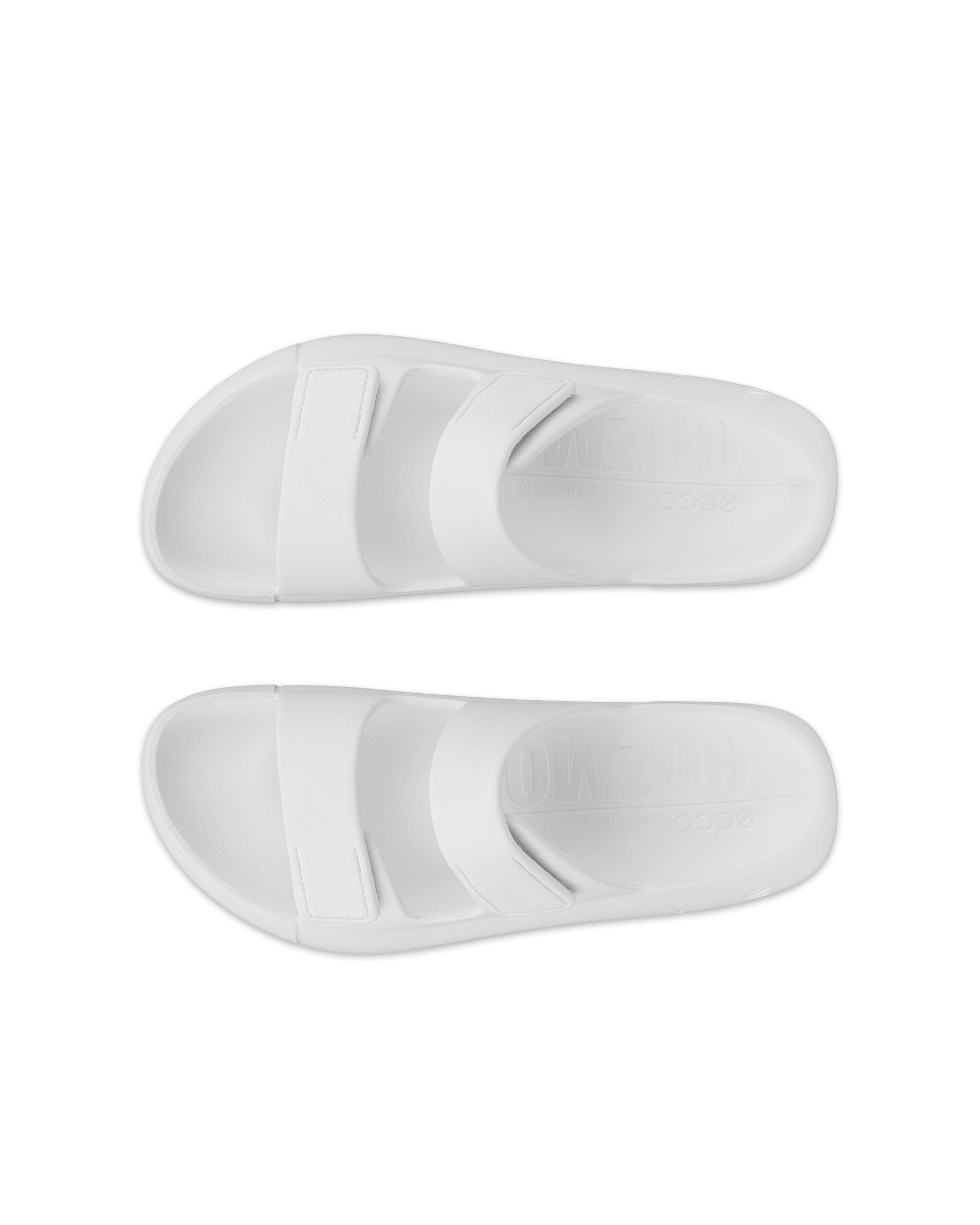 Unisex ECCO® Cozmo E Two Strap Sandal - White - Top left pair