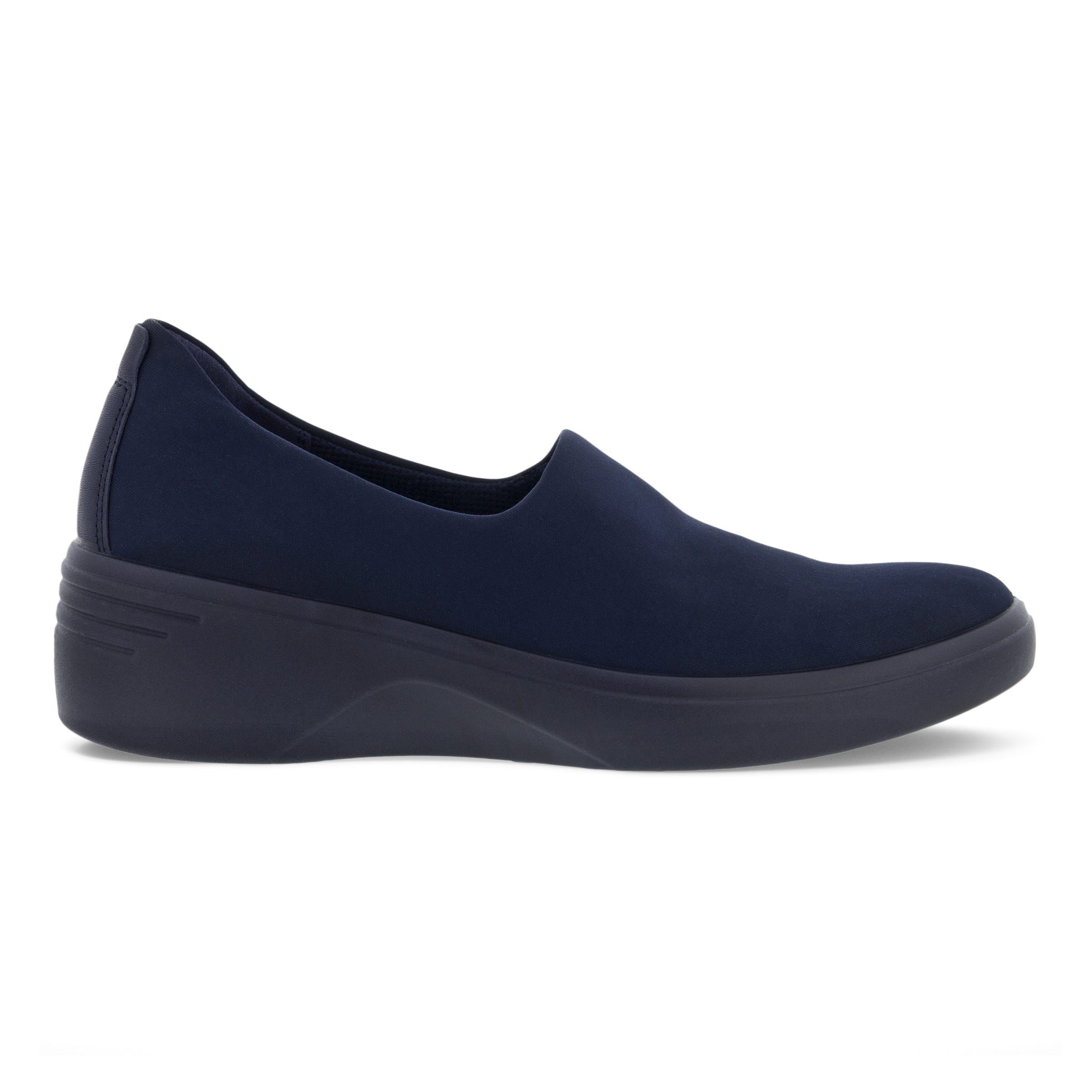 Women's ECCO® Soft 7 Wedge Textile Loafer - Blue - Outside