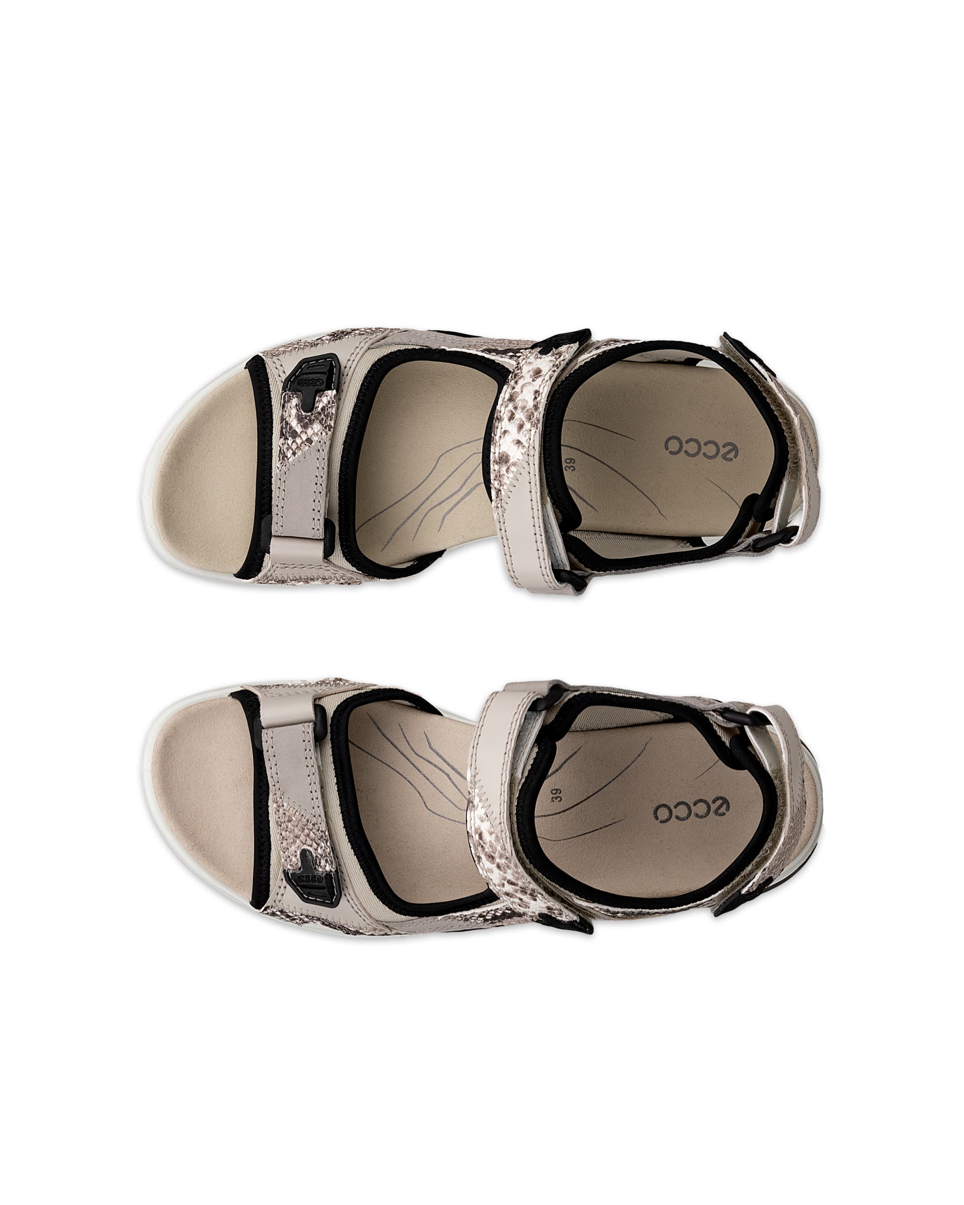 Women's ECCO® Offroad Leather Outdoor Sandal - Beige - Top left pair