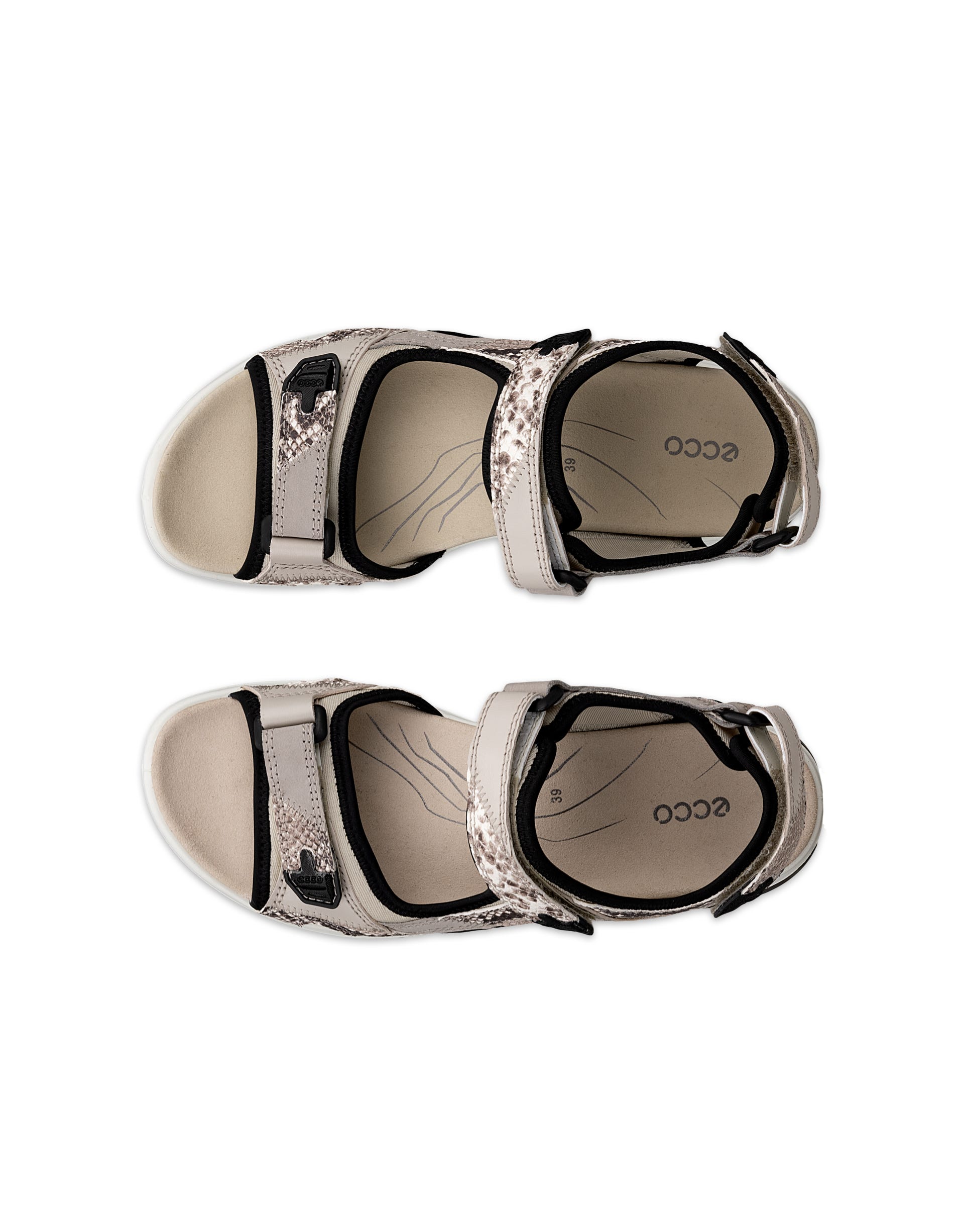Women's ECCO® Offroad Leather Outdoor Sandal - Beige - Top left pair