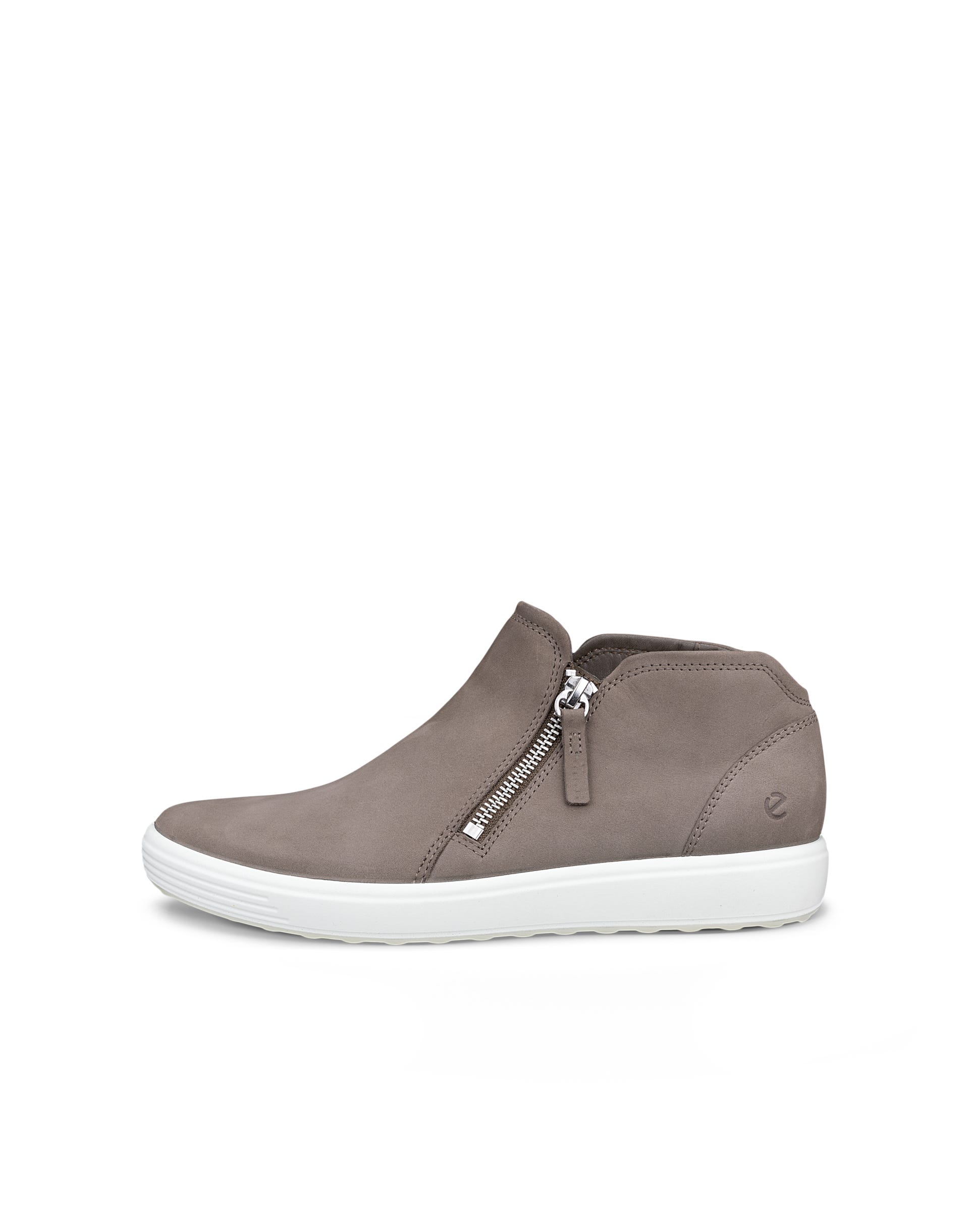 Women's ECCO® Soft 7 Nubuck Zip Bootie - Gray - Outside