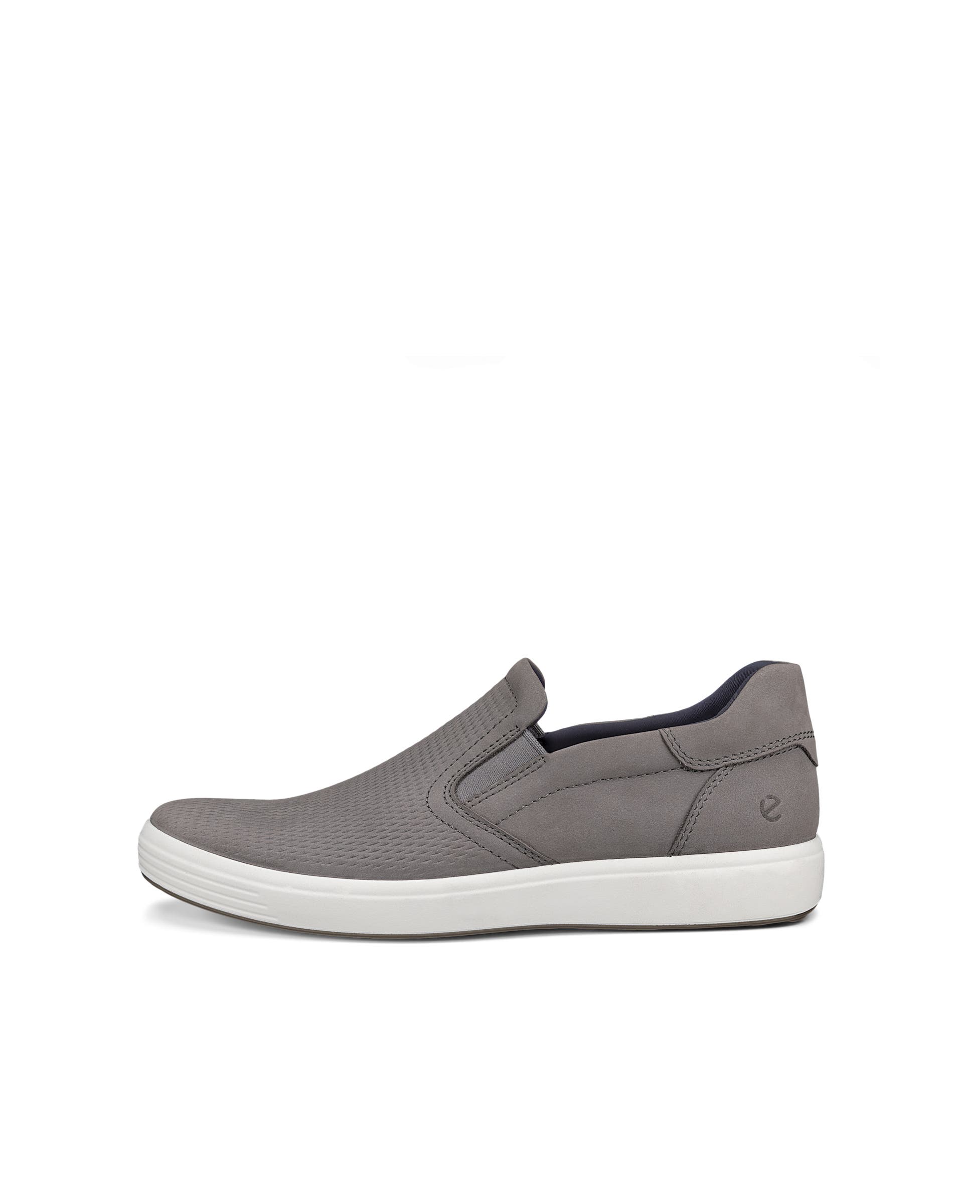 Men's ECCO® Soft 7 Leather Slip-In Shoe - Grey - Outside